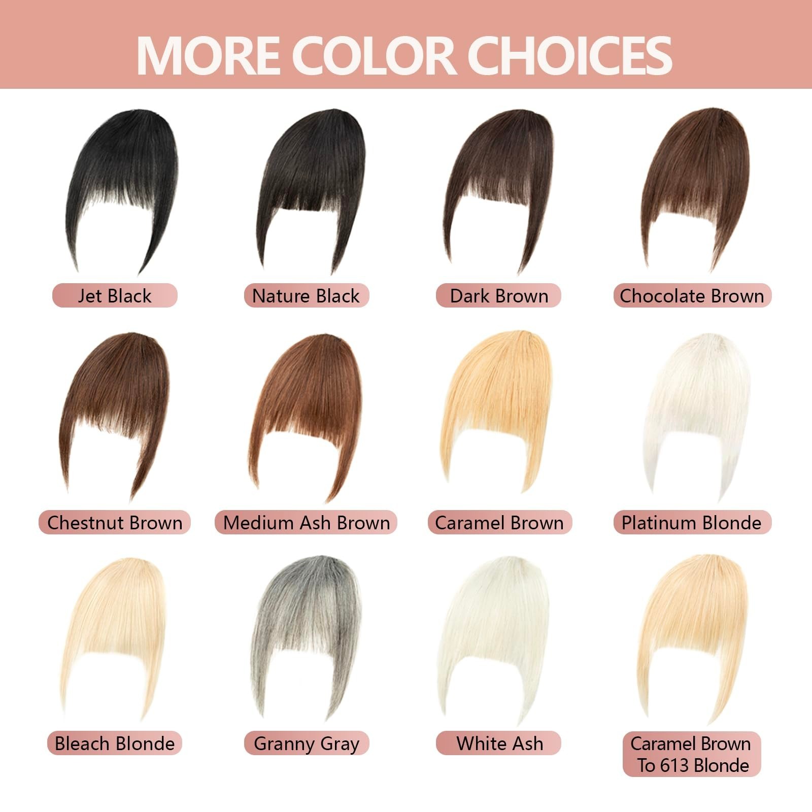 Clip-in Human Hair Bangs, Real Wispy Fringe with Side Temples for Women