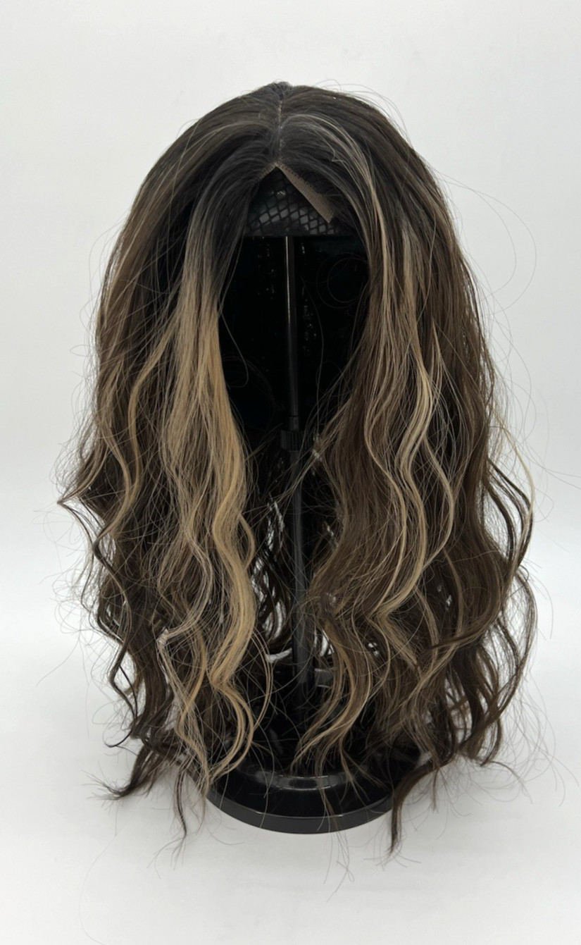 Dark Brown Mixed Blonde Long Wavy 18in Women Premium Hair Wig