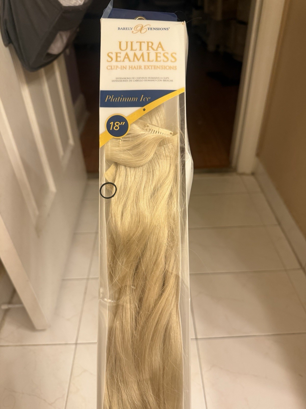 Barely Xtensions 18” Ultra Seamless Clip-In Extensions Platinum Ice Human Hair