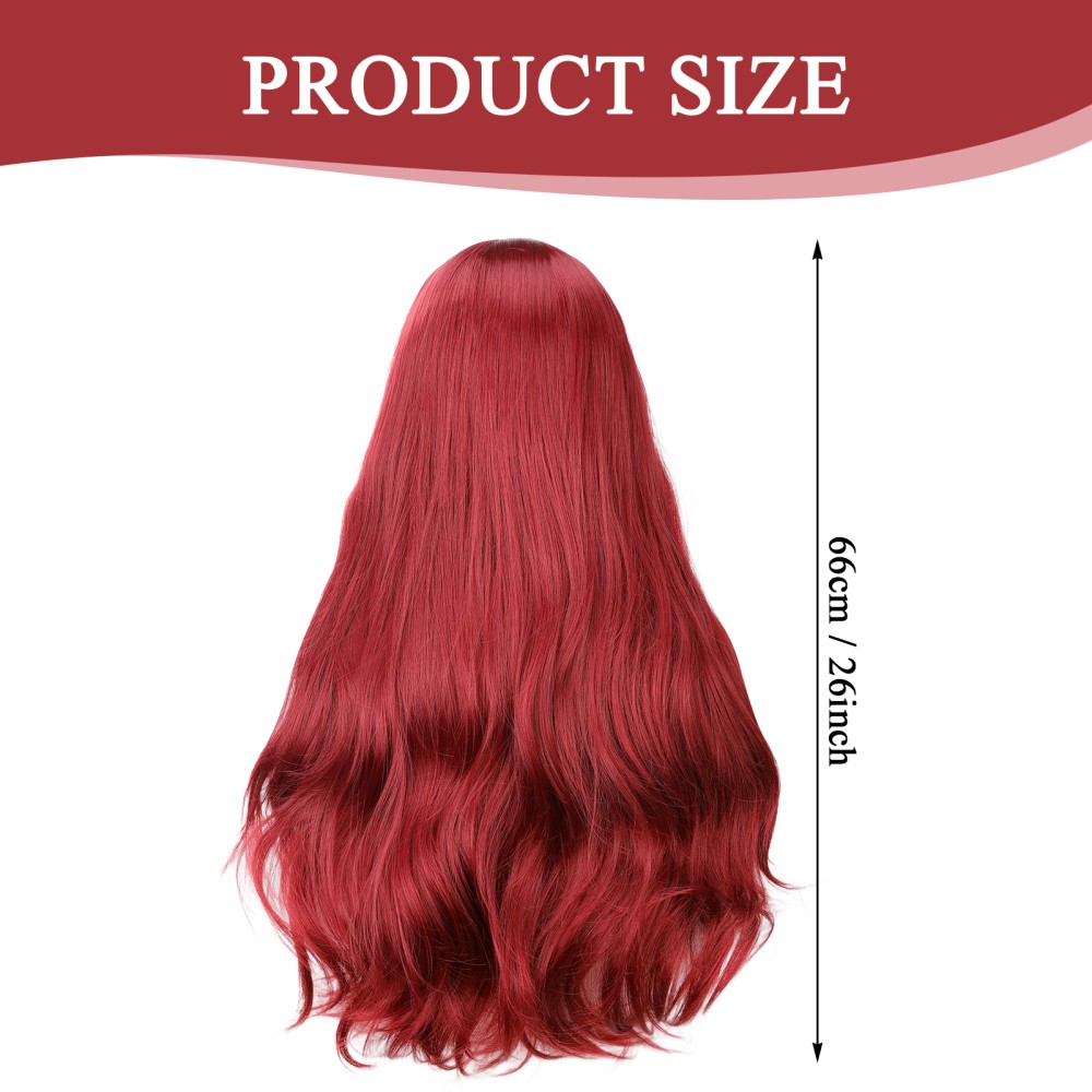 Full Lace Wig with 26 Inches Long Curly Hair Burgundy Color Natural Body Waves