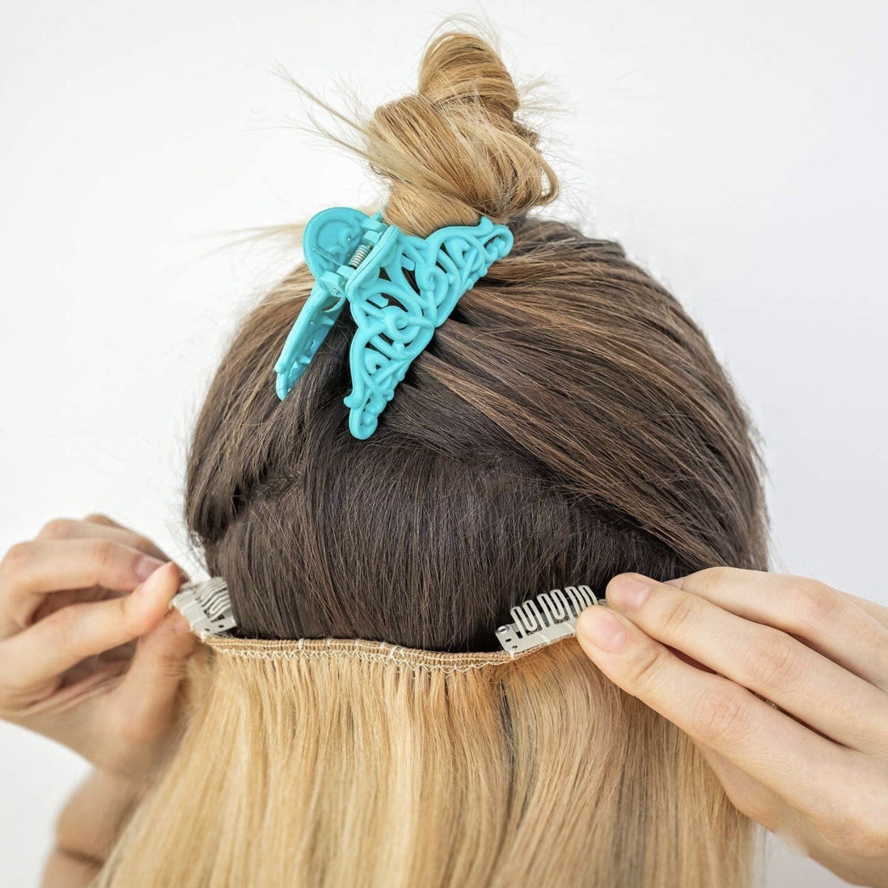 12 Hair Extension Clips Snap Wig Clips Dark Brown Clip On Extensions IMPERFECT