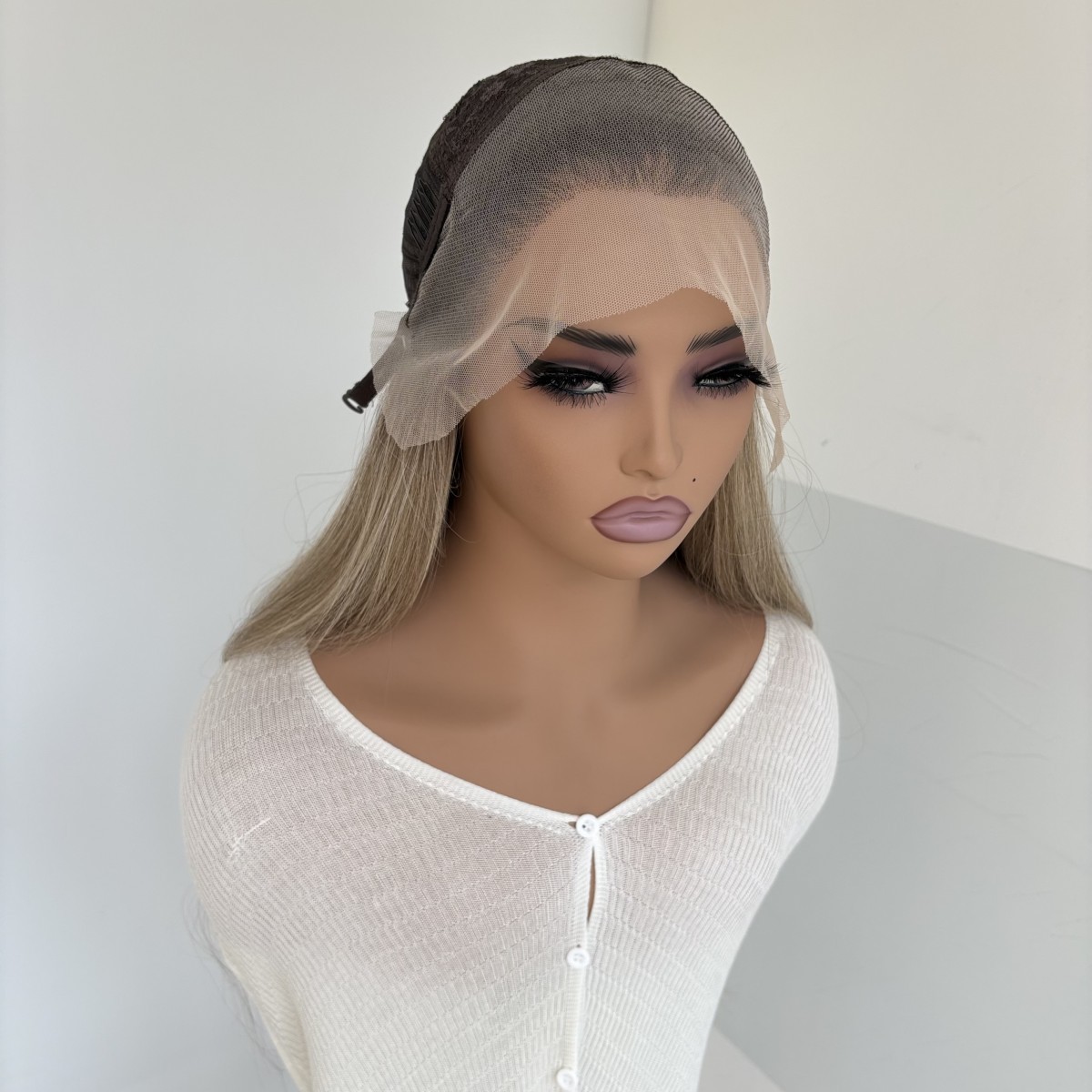 Women Mix Blonde HD Lace Front Wig Synthetic Hair Heat Resistant Long Straight