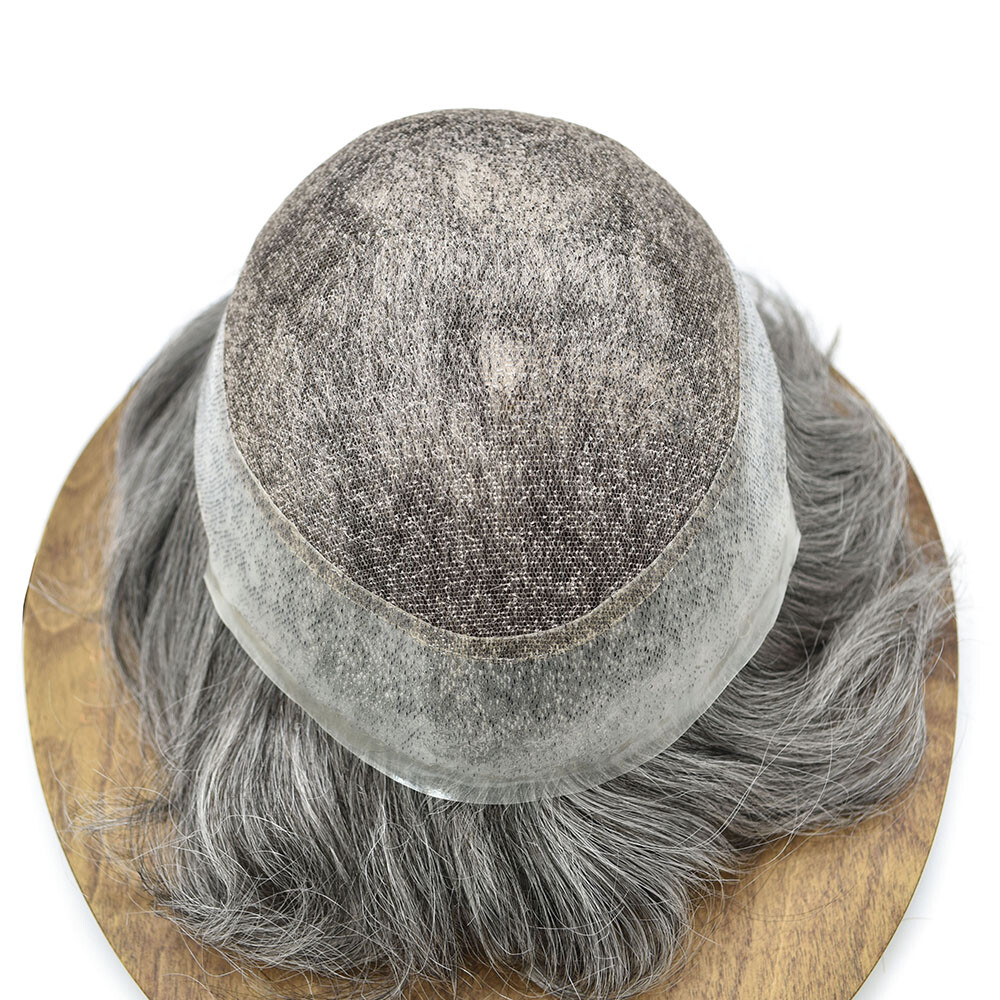 US Mens Toupee French Lace Hairpiece Poly Pu Skin Around Hair System Replacement