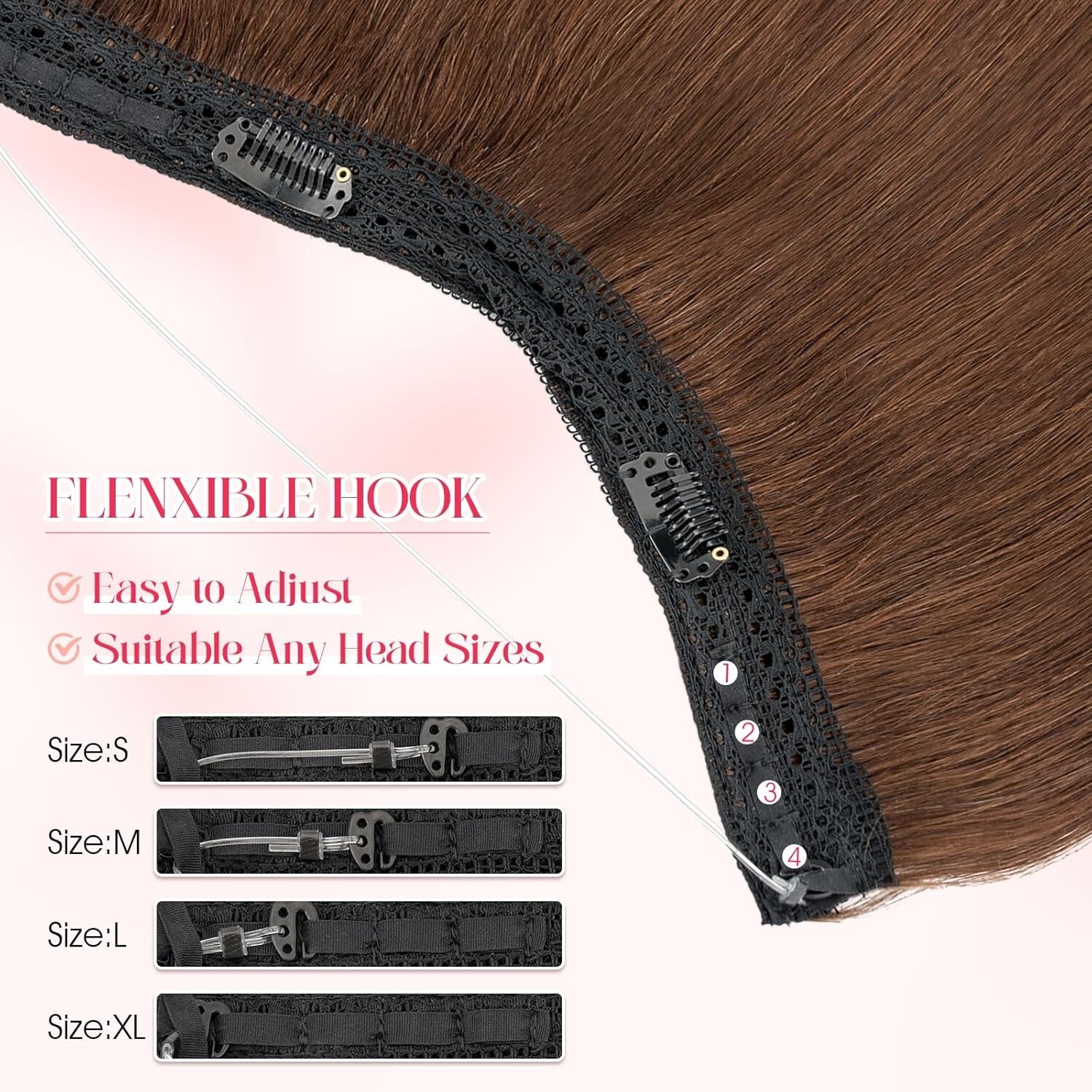 Halo Remy Human Hair Extensions 11 inch #4 Medium Brown Invisible Wire Clip In