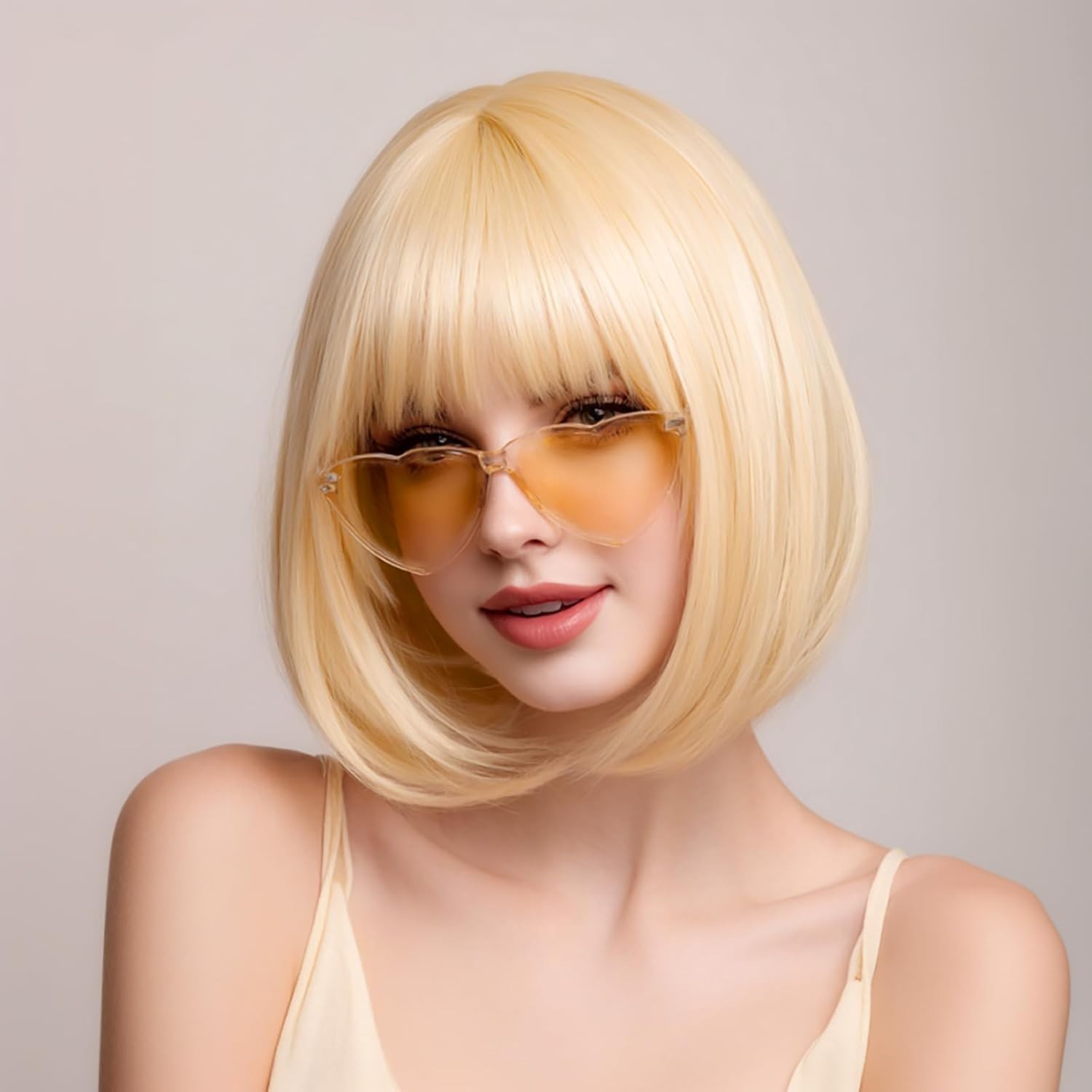 12″ Blonde Straight Bob Wig for Women Cosplay Party 105E668780