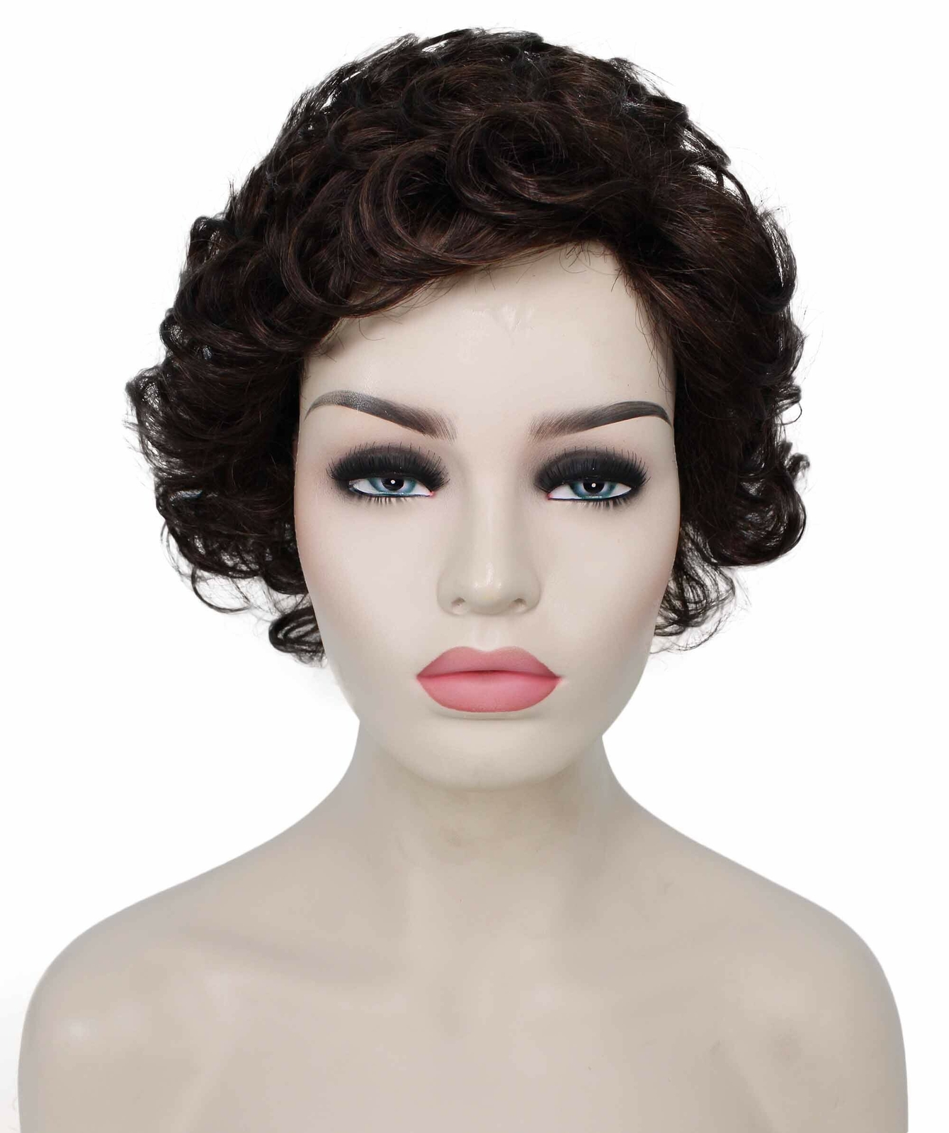 Monroe – Curly Kanekalon Synthetic Fiber Full Wig, 4 – 4.5 in, Chocolate Brown