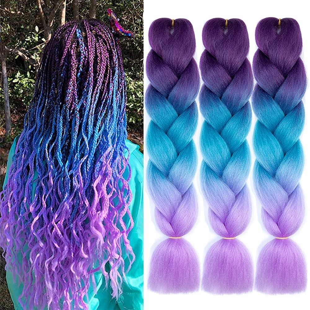 Mardi Gras AFNOTE Ombre Braiding Hair 24″ Braid Hair COLORFUL 3Pk PRIDE Jumbo