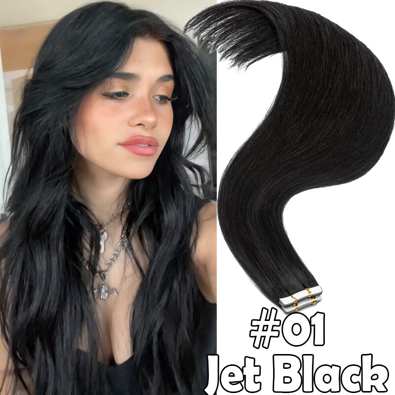 Tape in 100% Human Hair Extensions Real Remy Invisible Skin Weft 20/40/60pcs 18″