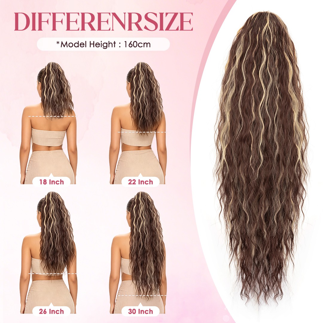 Mega Long & Thick 30″ Fluffy Messy Loose Wave Claw Clip Ponytail Hair Extensions