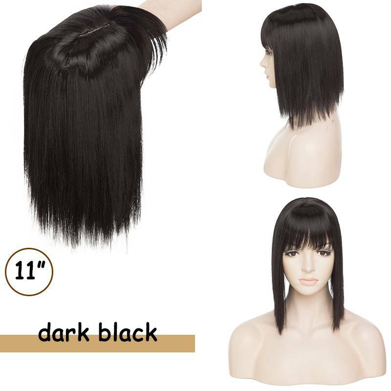US Real Long Clip in Full Head Topper Hair Extensions with Bangs Hairpiece Thick