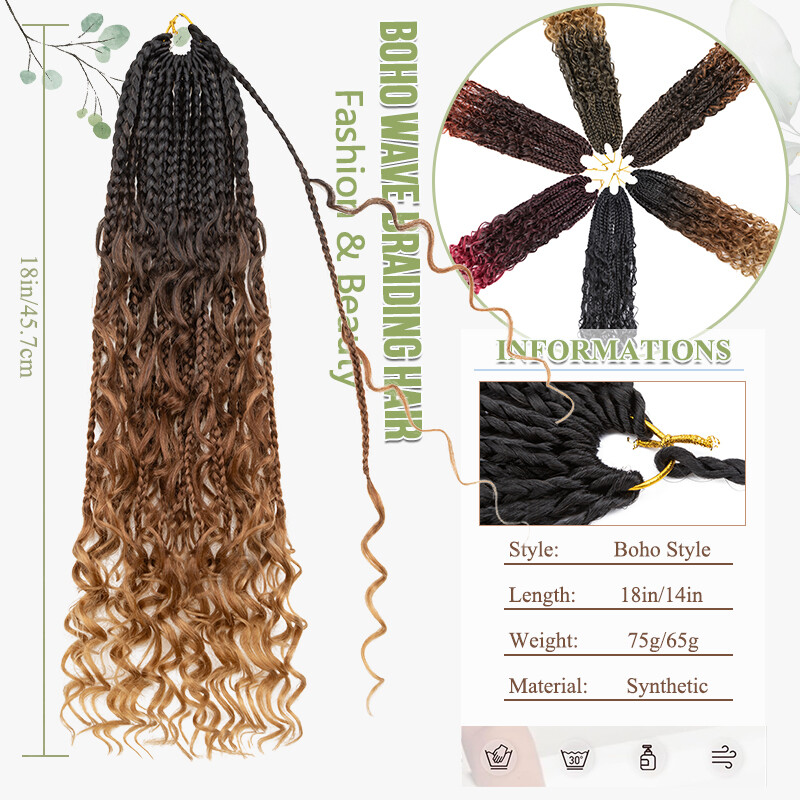 Long Thick Jumbo Box Braid Curly Ends Afro Wave Boho Crochet Braids Extensions