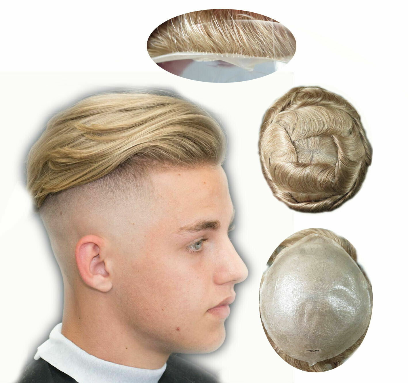 Men’s Toupee Hairpiece Human Hair Replacement Thin Skin Pu Toupee Wig V-loop