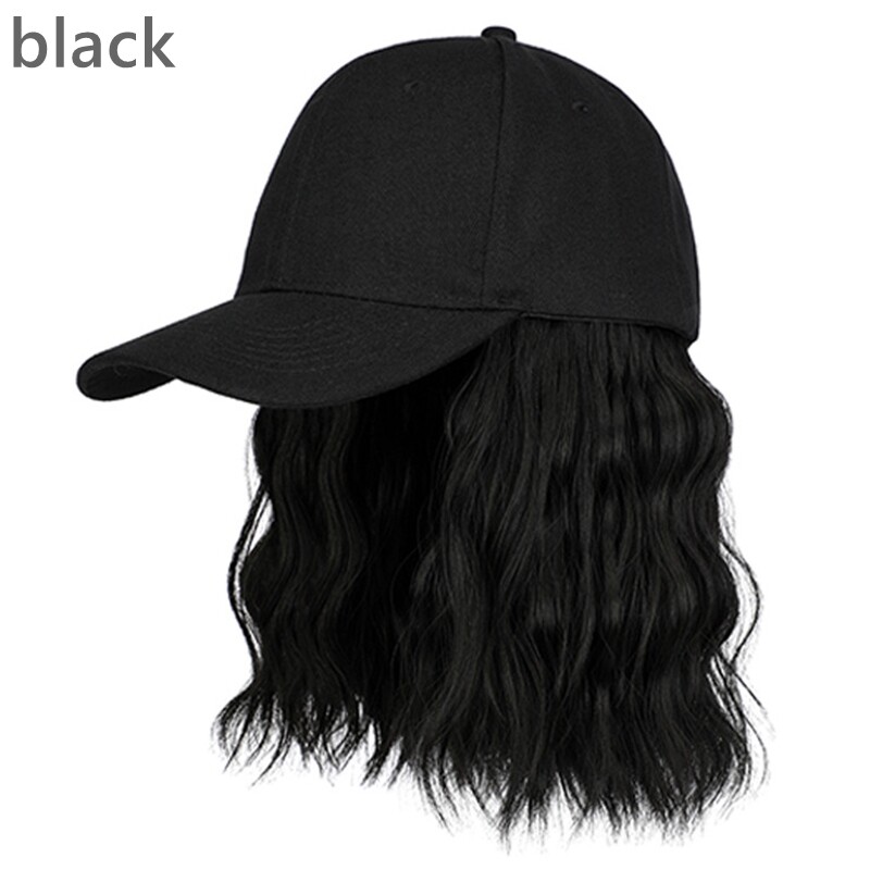 Women Adjustable Baseball Cap Hat Wig Hairpiece with Short Curly Hair Casual Hat