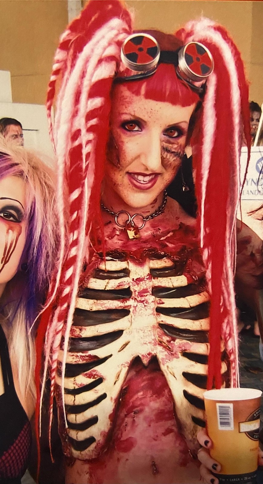 Pink & Red Dread Falls swirls dreadlocks hair extensions cyber goth dreads emo