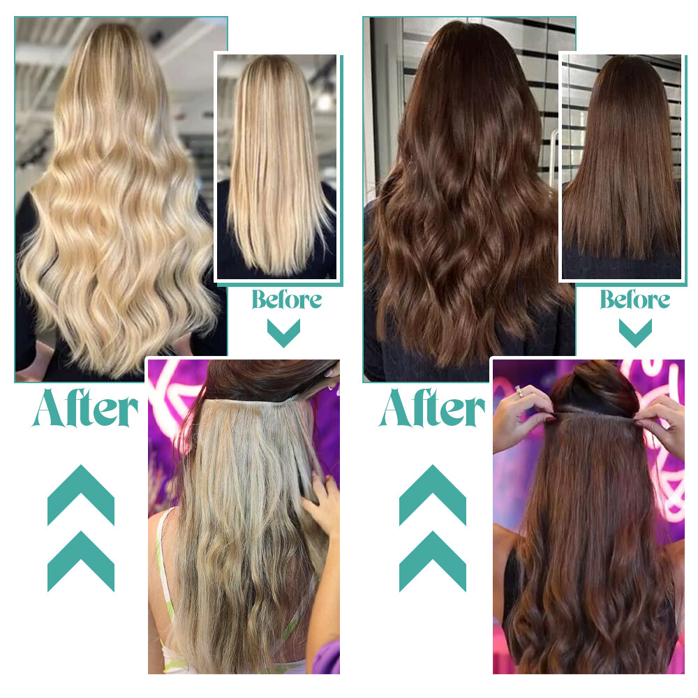 Thick V-Shape One Piece Clip In Highlight Remy Human Hair Extensions Full Head
