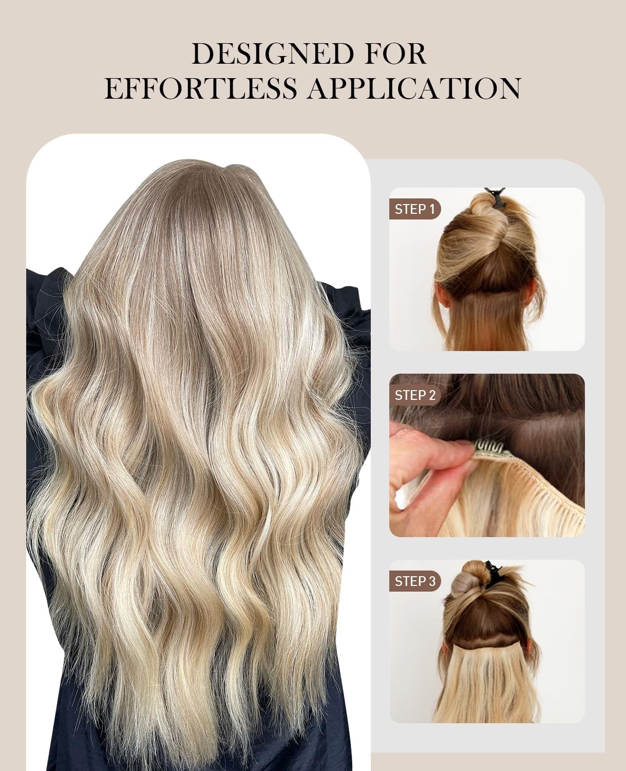 18″ Clip-In Human Hair Extensions 6pcs 120g Balayage Light Brown to Caramel Blon