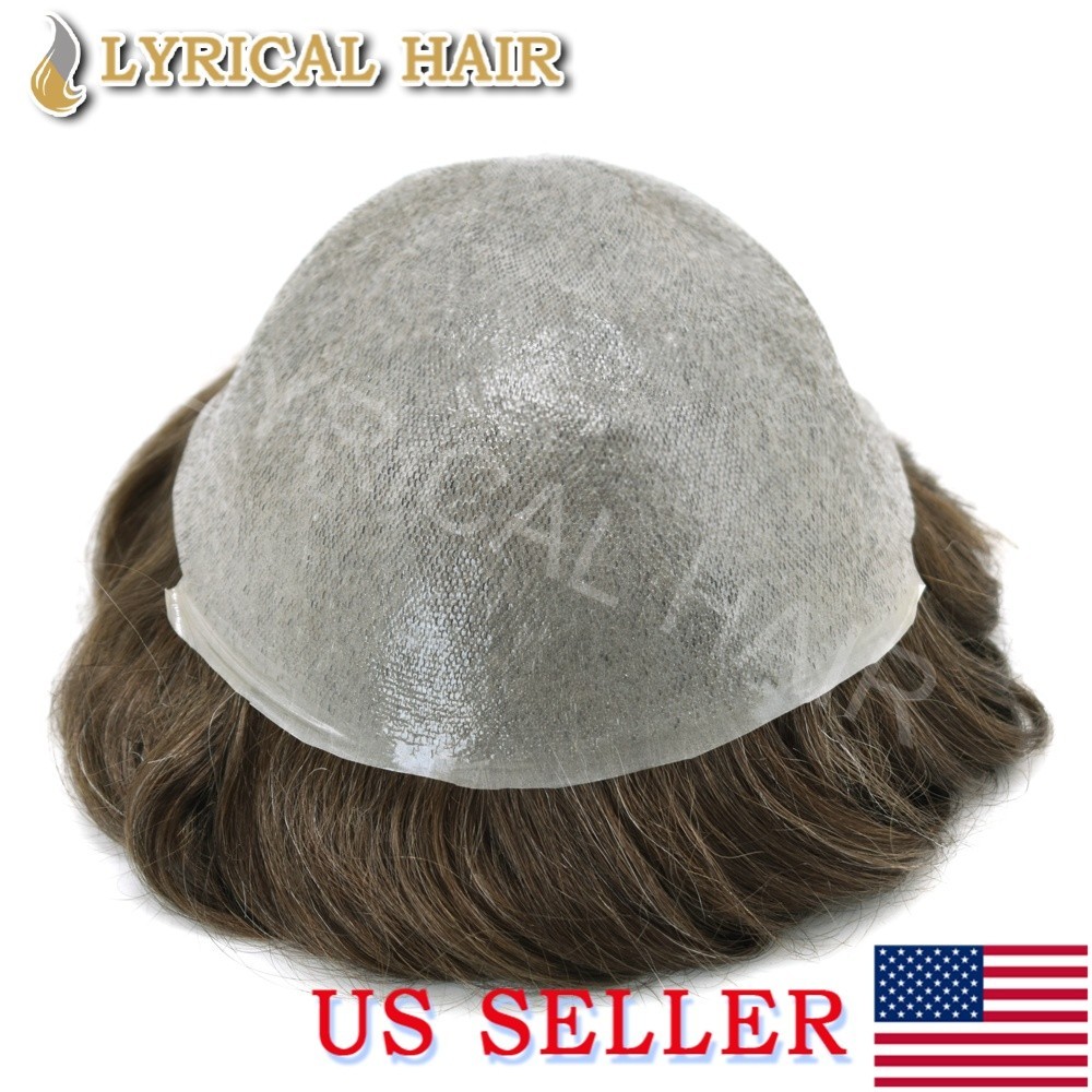 Ultra Thin Skin Mens Toupee All Colors Human Hair Piece Replacement System Wigs