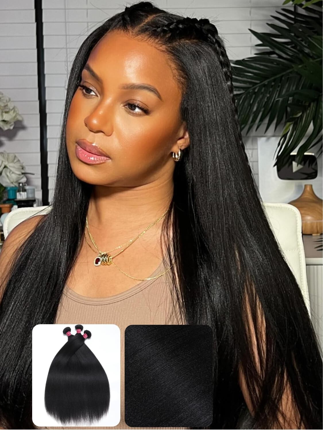 UNice Cambodian Yaki Straight 3 Bundles Human Hair Extensions Virgin Hair Weaves