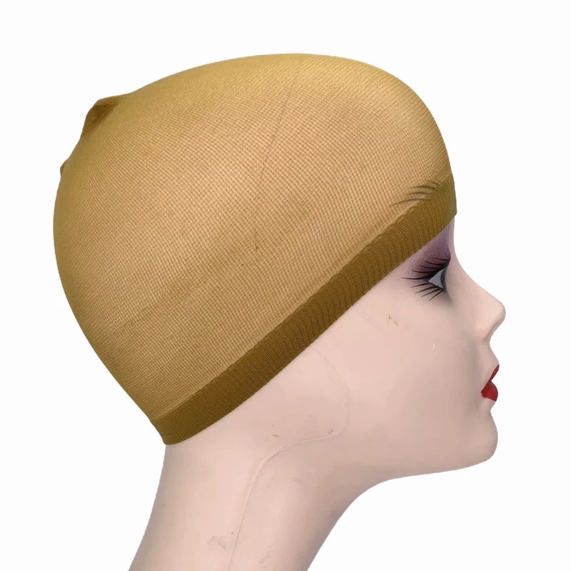 2pcs Wig Cap Mesh Dome Hair Net Stretch Invisible Stocking Cap Black Brown Beige