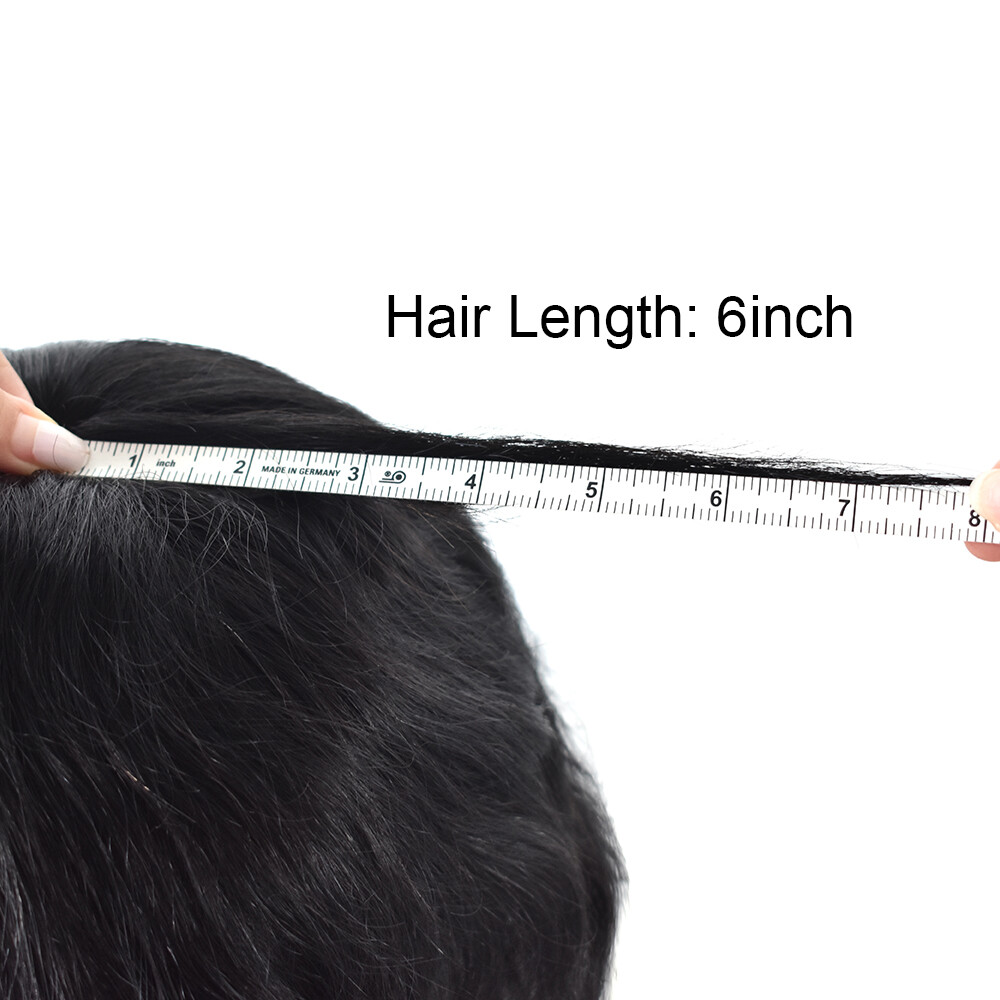 0.1MM All Poly Toupee for Men Human Hair Replacement System Mens Hair Piece Wig