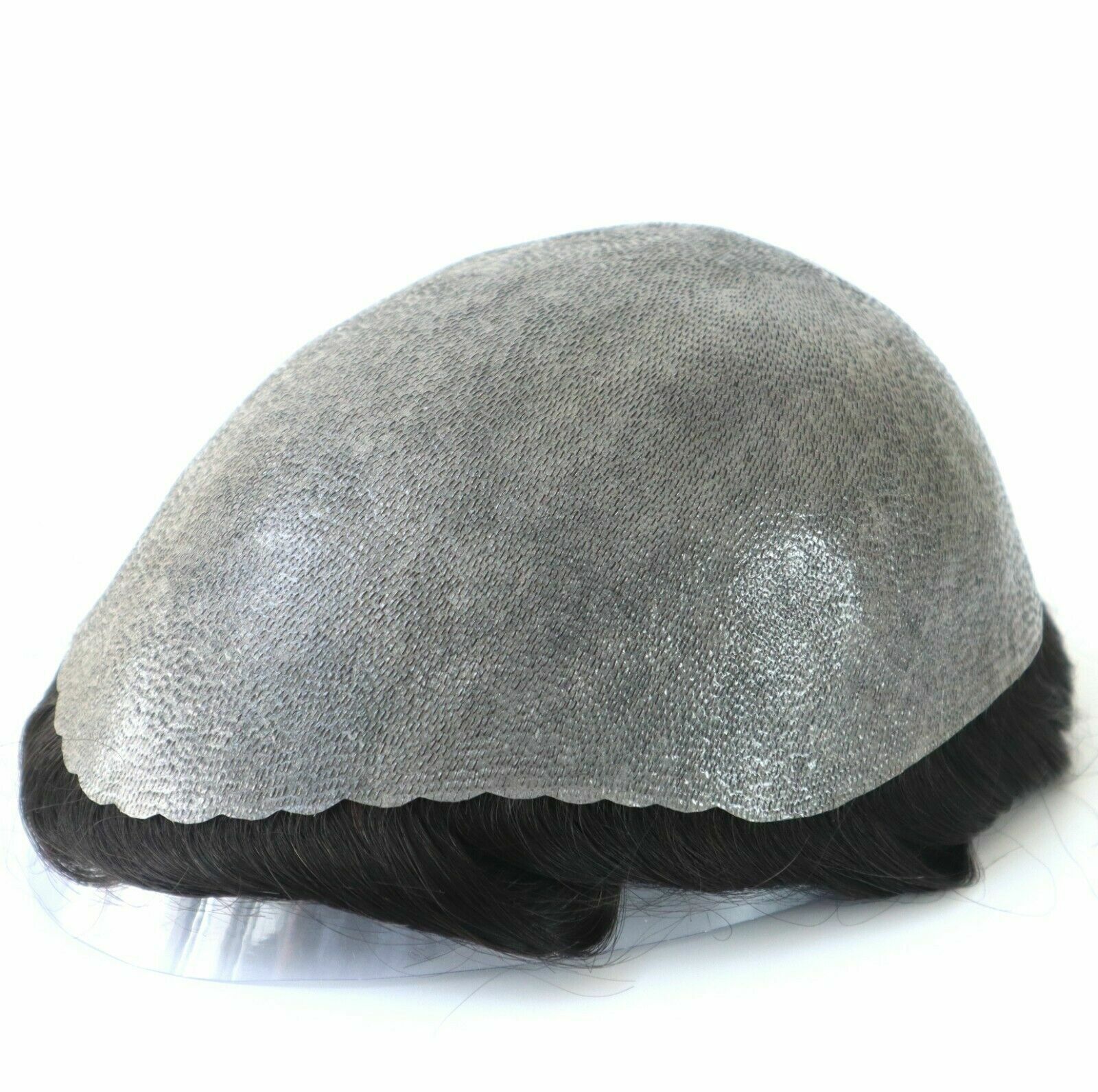 Full Poly Thin Skin Mens Toupee PU Human Hair System Replacement Wig for Men