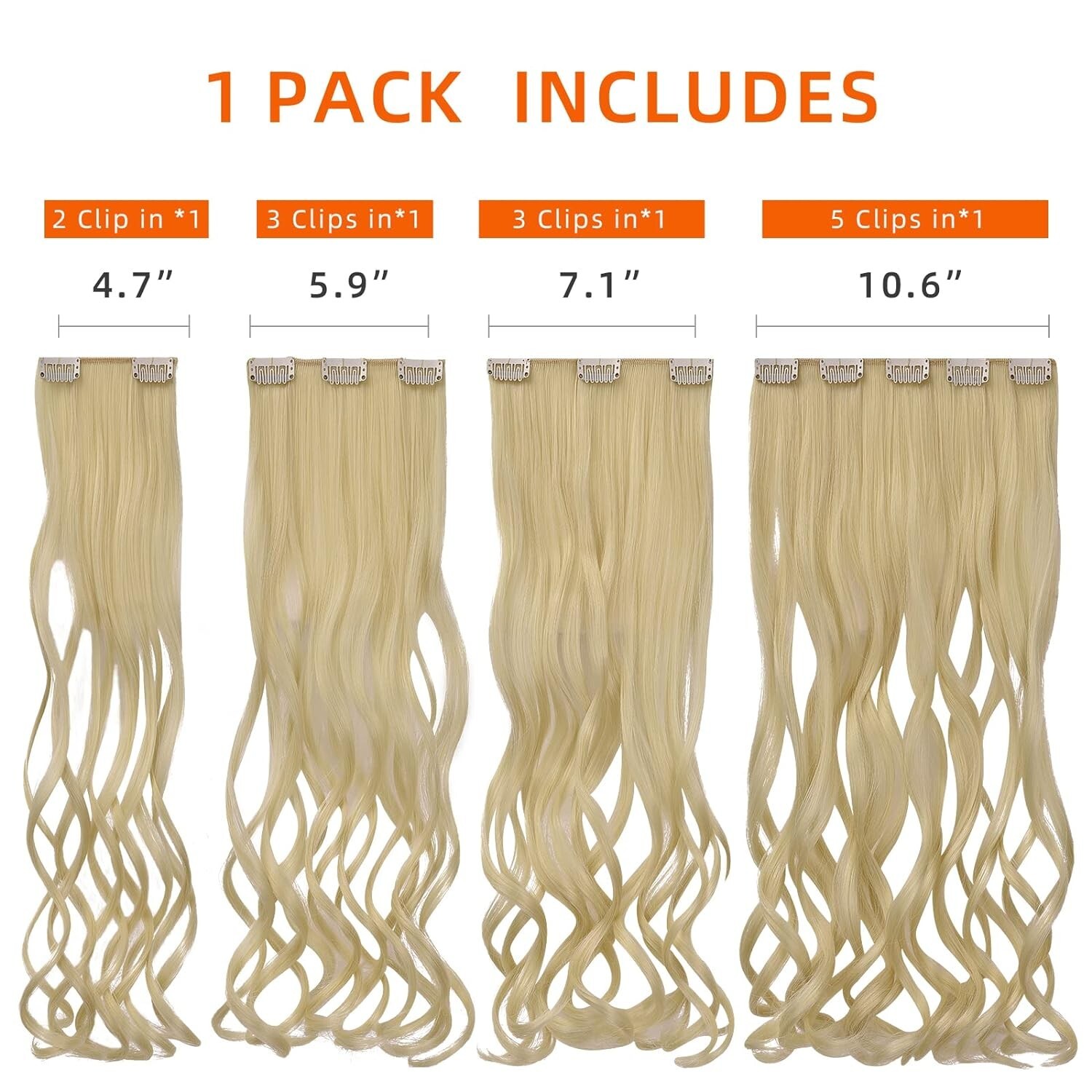 HSPCYGG Blonde Clip Hair Extensions 18″ Wavy 22″ Straight 5.5oz