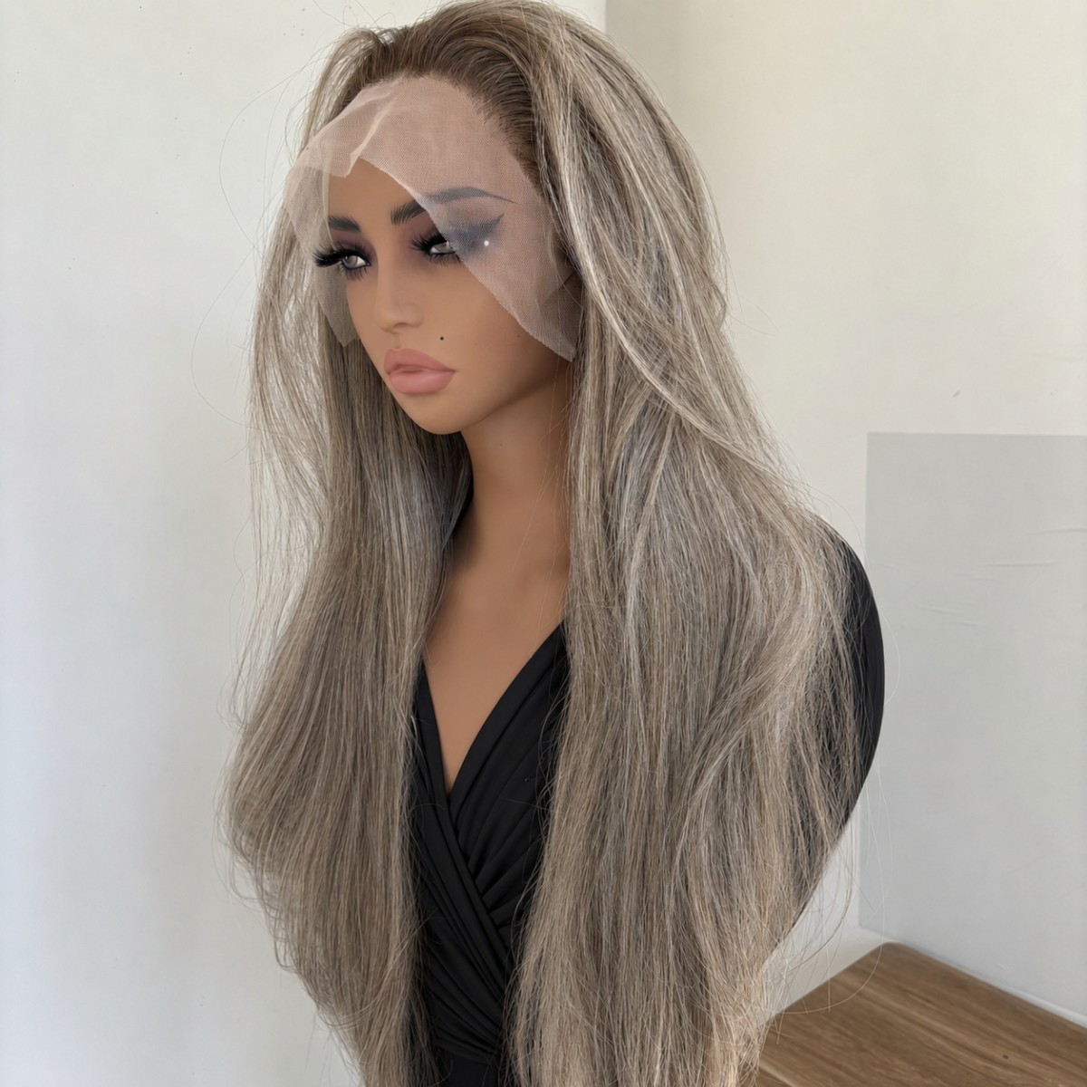 Synthetic Hair Heat Resistant Lace Front Wig Mix Blonde Long Straight