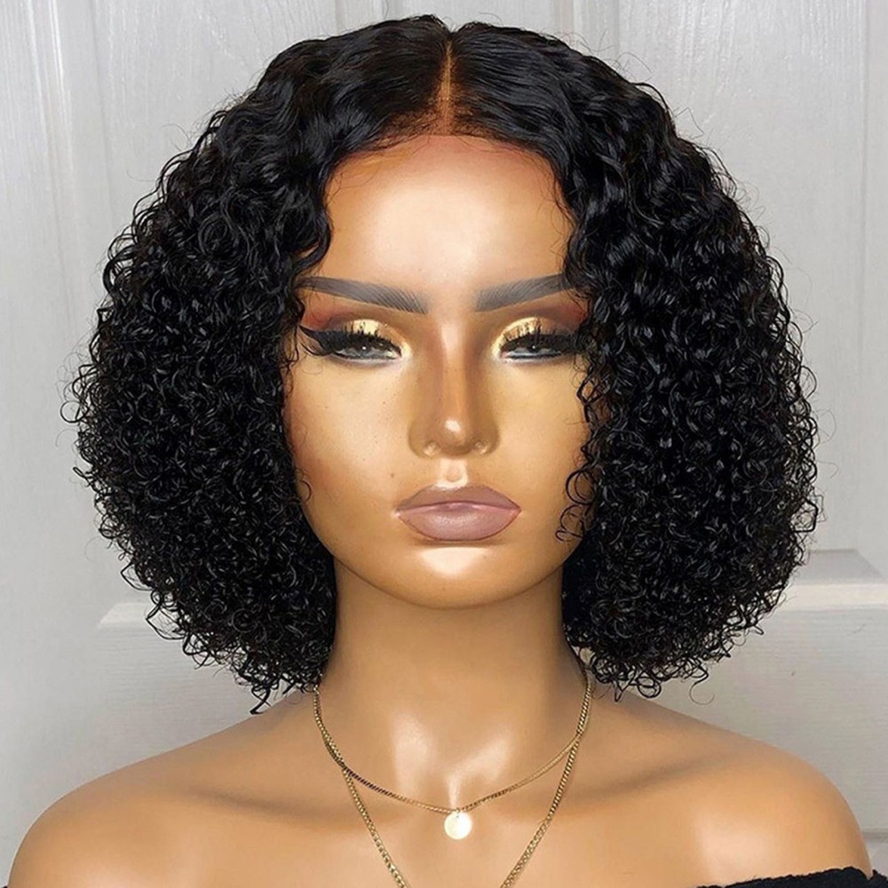 Women Curly Black Afro Curly Wave Lace Front Wigs Synthetic Hair Wig