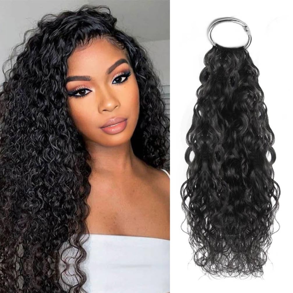 Crochet Human Hair Water Wave Pre Looped Natural Black Machine Made Soft Feather