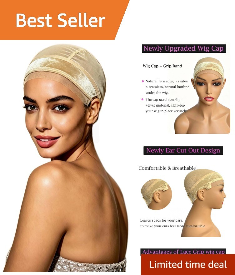 Adjustable Lace Wig Grip Cap with Velvet Band – Glueless & Comfortable Fit