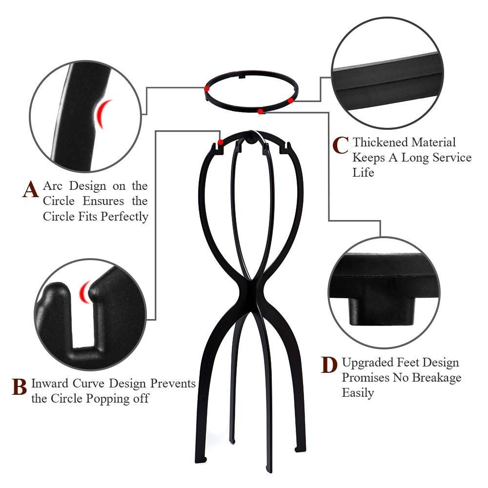 Wig Stand Tall Long Plastic 19.7 inch 3 Pack for Wigs Hats Storage