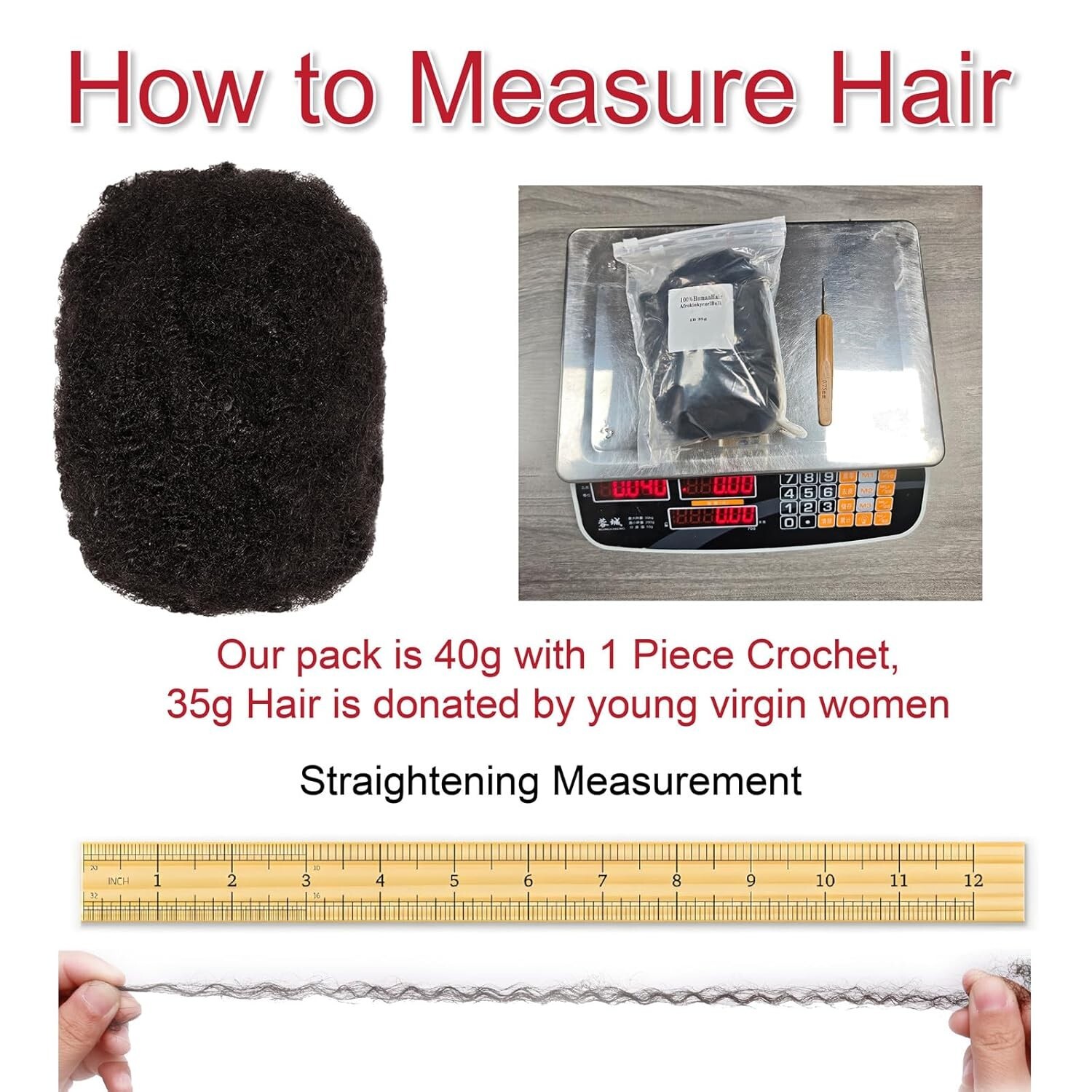 Afro Kinkys Bulk Human Hair 12 Inch 35g #1B Natural Black Dreadlock Extensions