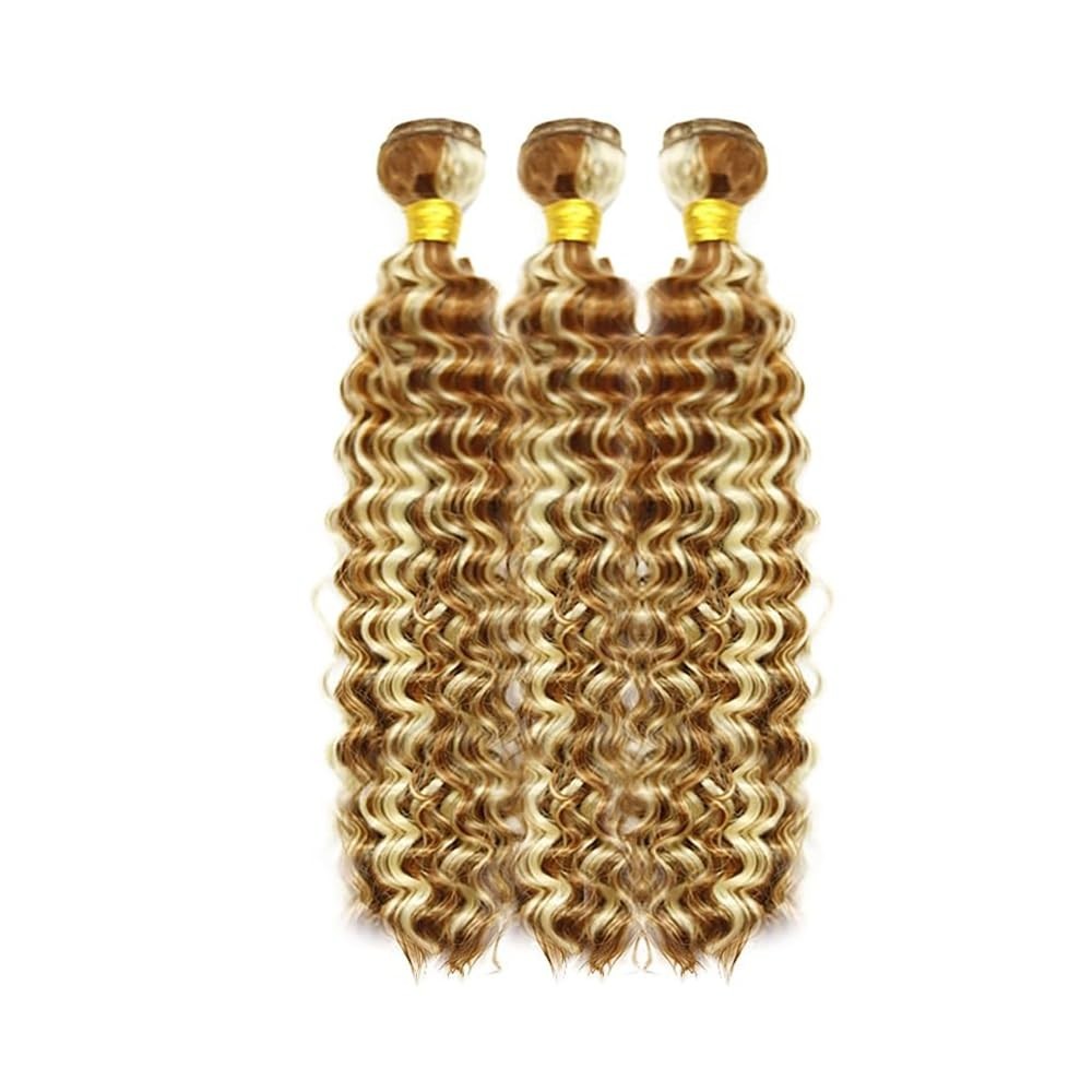 Blonde Highlight Water Wave Hair Bundles 16″ 18″ 20″ Human Hair Extensions