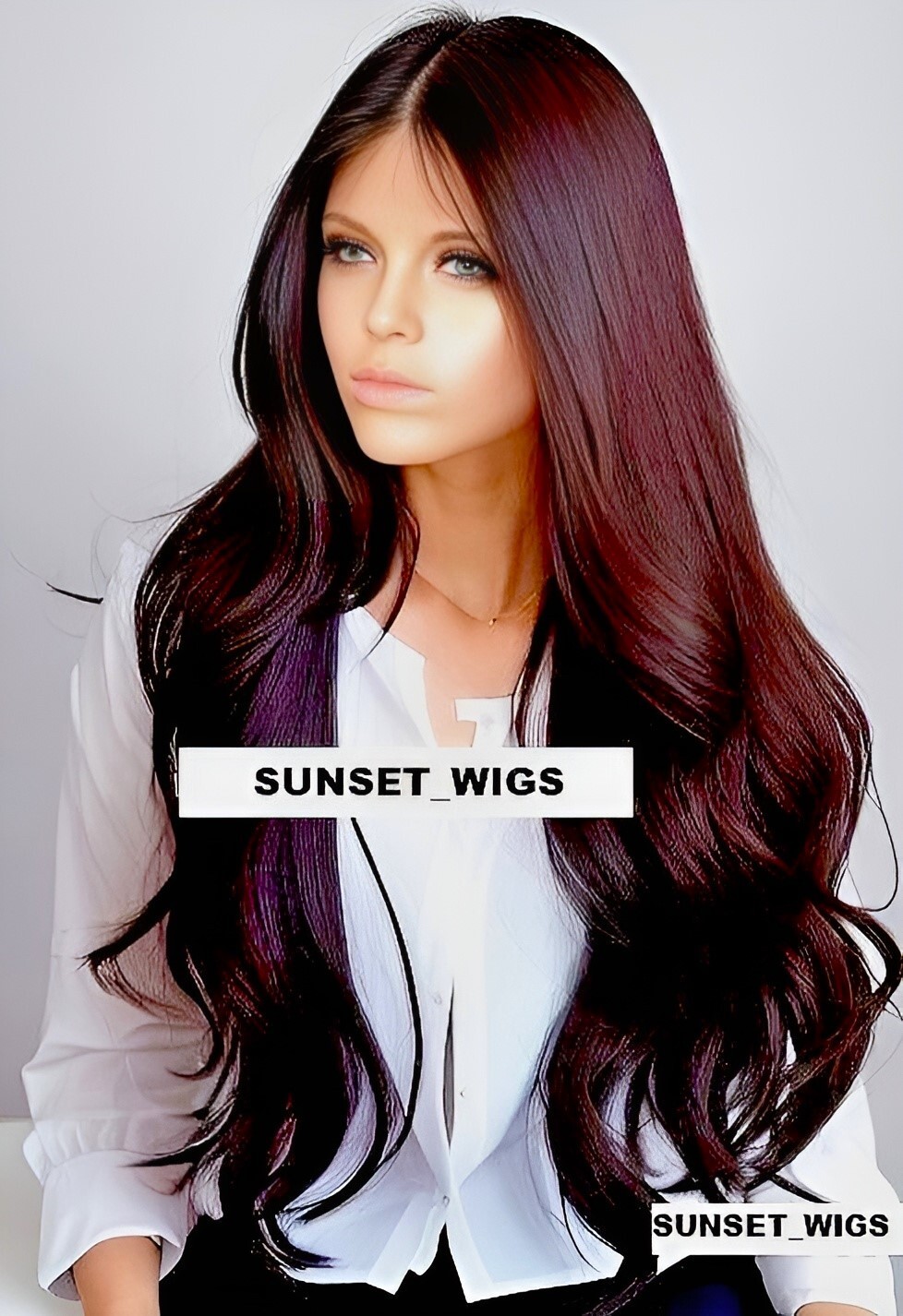 360 FREE PART HUMAN HAIR BLEND LACE FRONT WIG LONG WAVY OMBRE OFF BLACK BURGUNDY