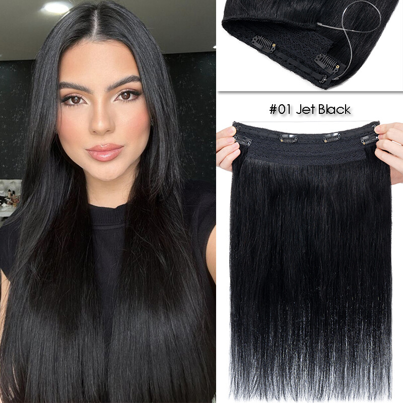 CLEARANCE Thick Hidden Wire Clip in Remy Human Hair Extensions Headband & Ring