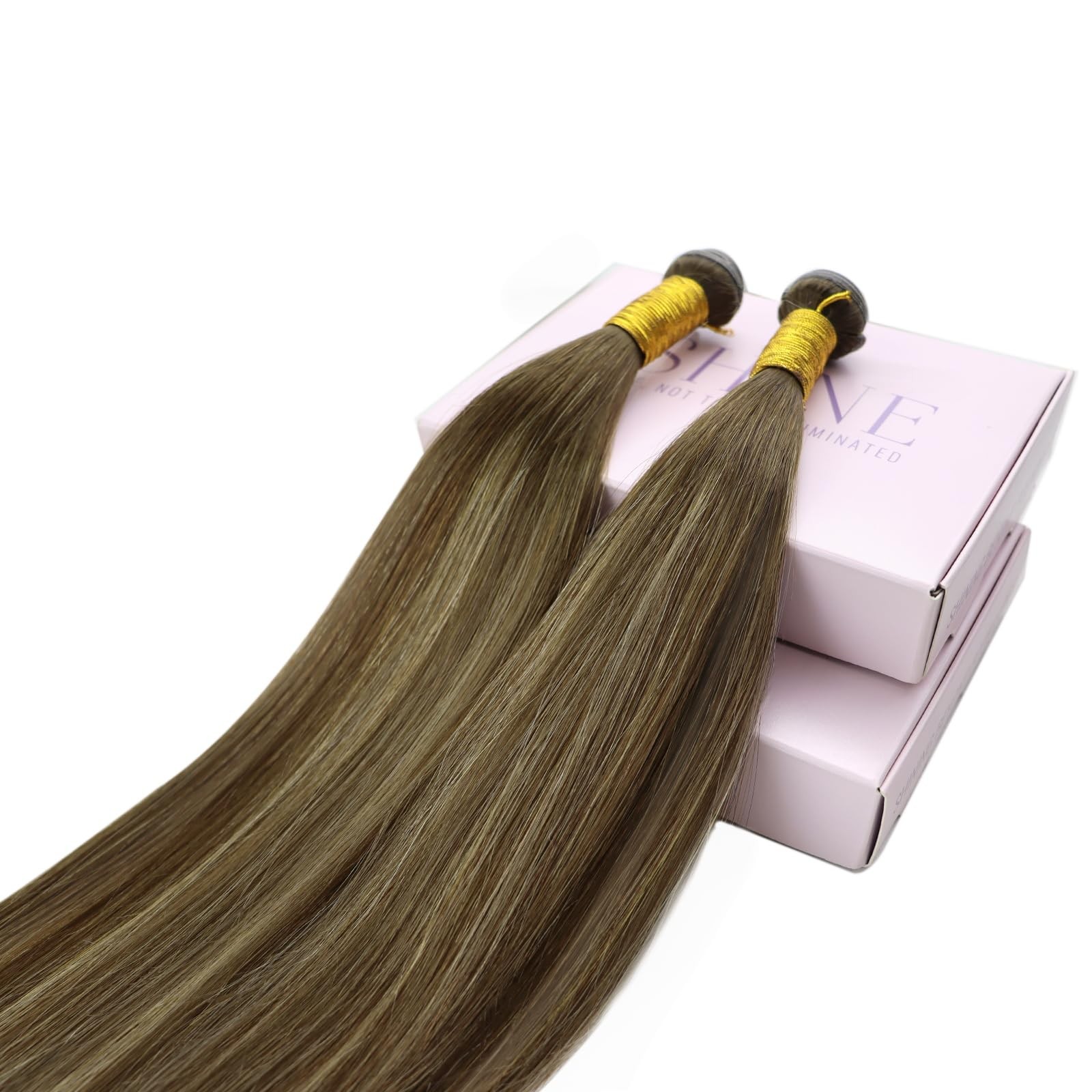 fshine 20 Inch 60 Gram Genius Weft Hair Extensions Human Hair Balayage Medium Br