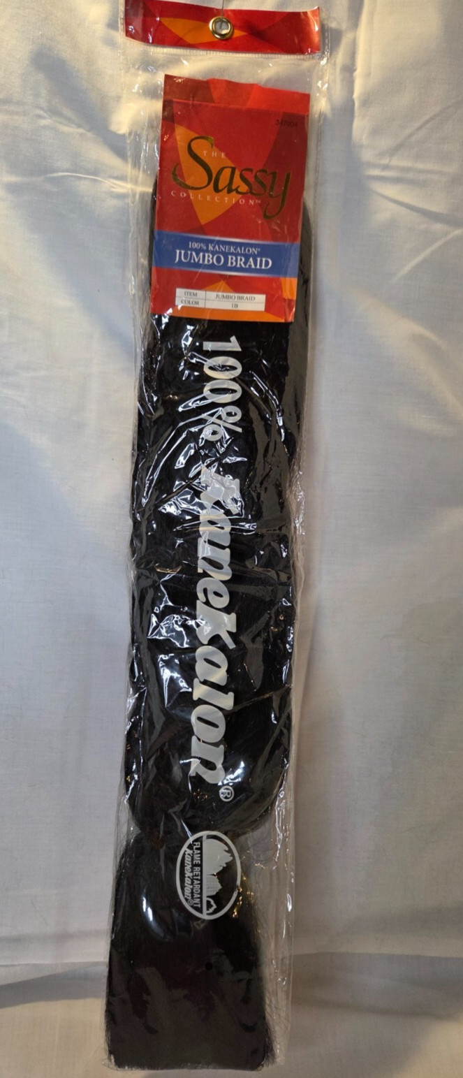 The Sassy Collection 100% Kanekalon Jumbo Braid, Color 1B (Black)
