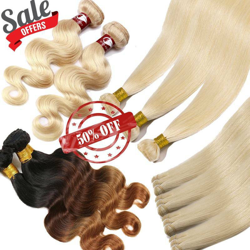 Blonde Indian 100g Per Bundle Virgin Human Hair Extensions Weave Weft #60 #613