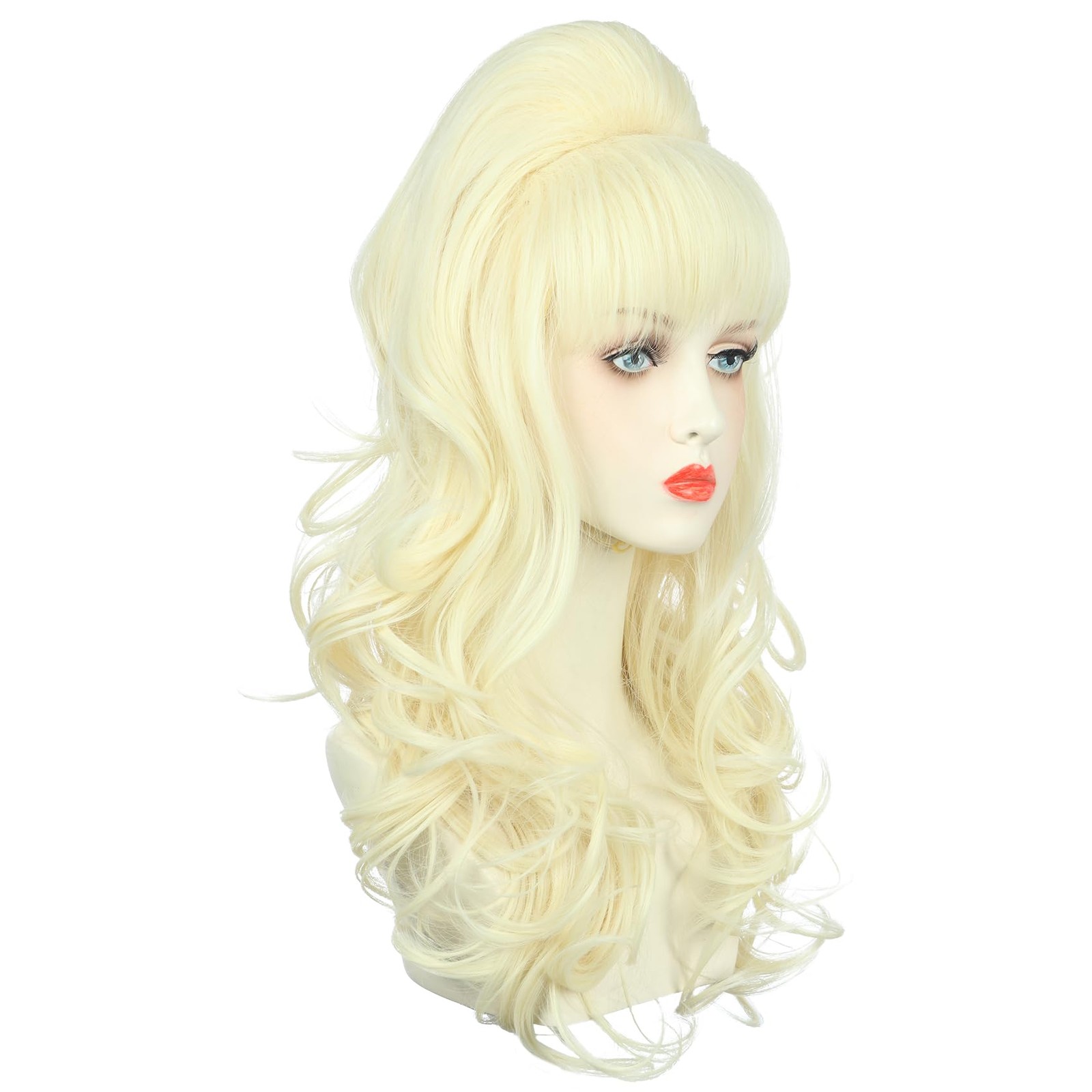 Long Blonde Curly Women Big Bouffant Wig Beehive 60s 70s Cosplay Costume Wig …