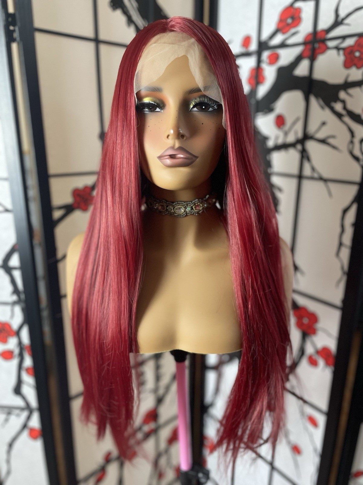 Burgundy Red Lace Front Wig 26 Inch Straight 13×4 HD Lace Glueless Pre Plucked