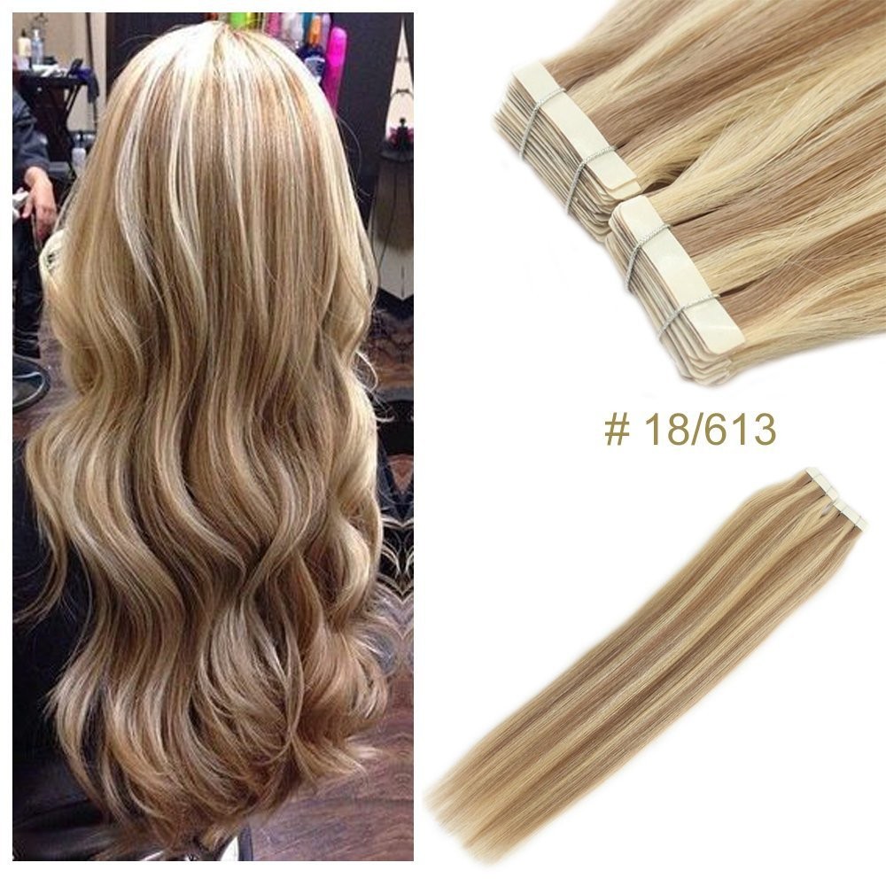 Tape in Remy Human Hair Extensions Invisible Skin Wefts Remy Hair Fashion Colors