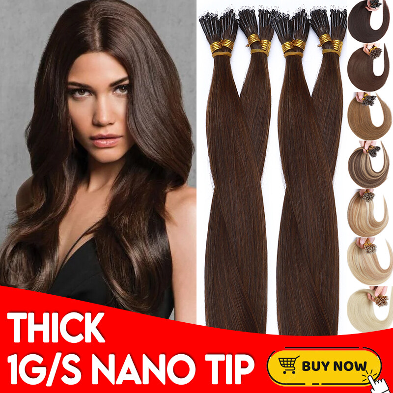 Thick 1g/strand Nano Ring Tip 100% Human Hair Extensions Remy 50g/ 100s/ 150s US