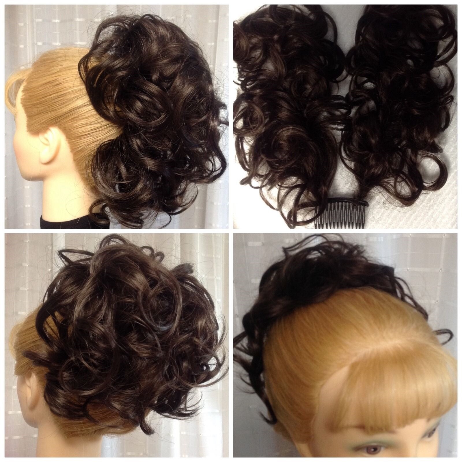 DM49 DIAMOND Curly Hair on 2 Bendable Wires UP-DO WEDDING Blonde Brown Red Black