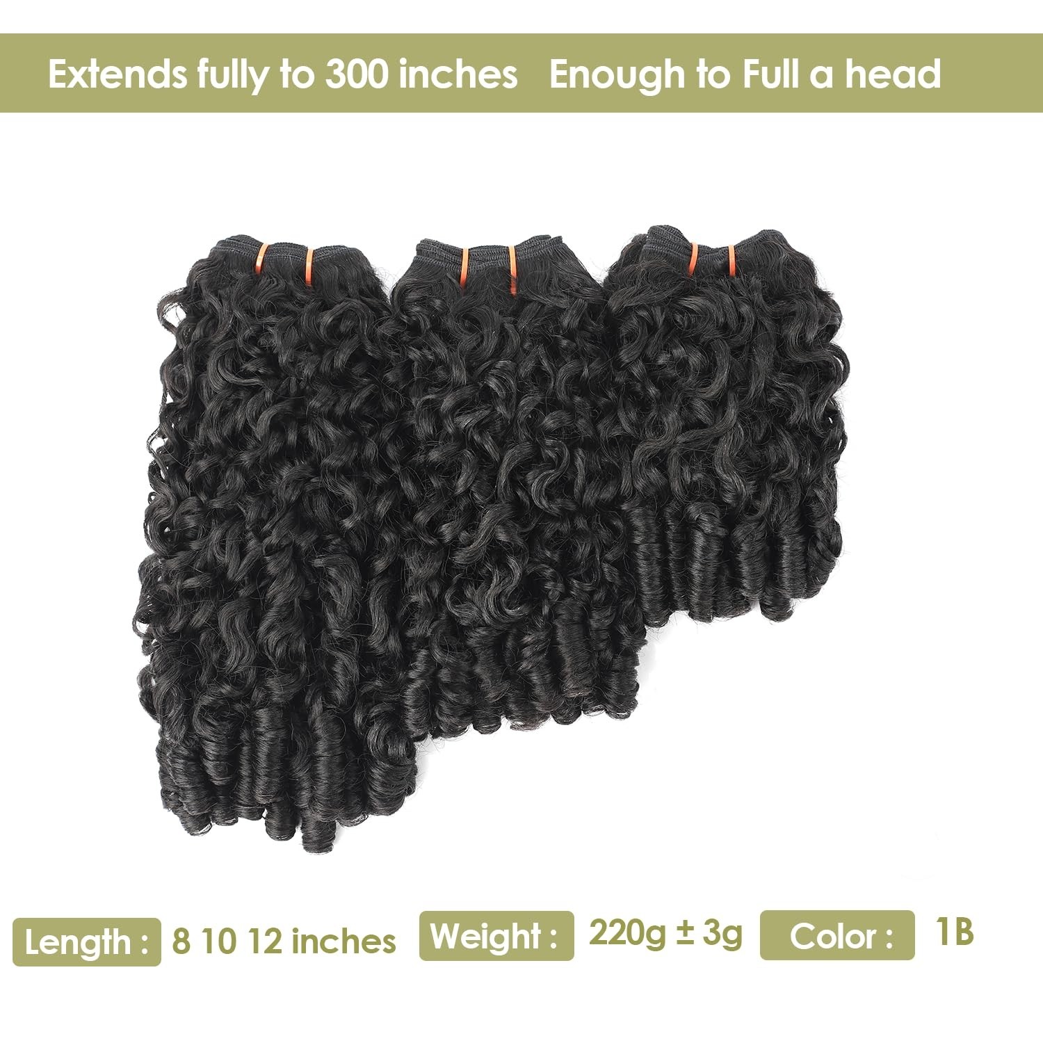 OLQZJZJ Burmese Curly Bundles 8 10 12 Inch Natural Black,100% Pure Protein Fiber