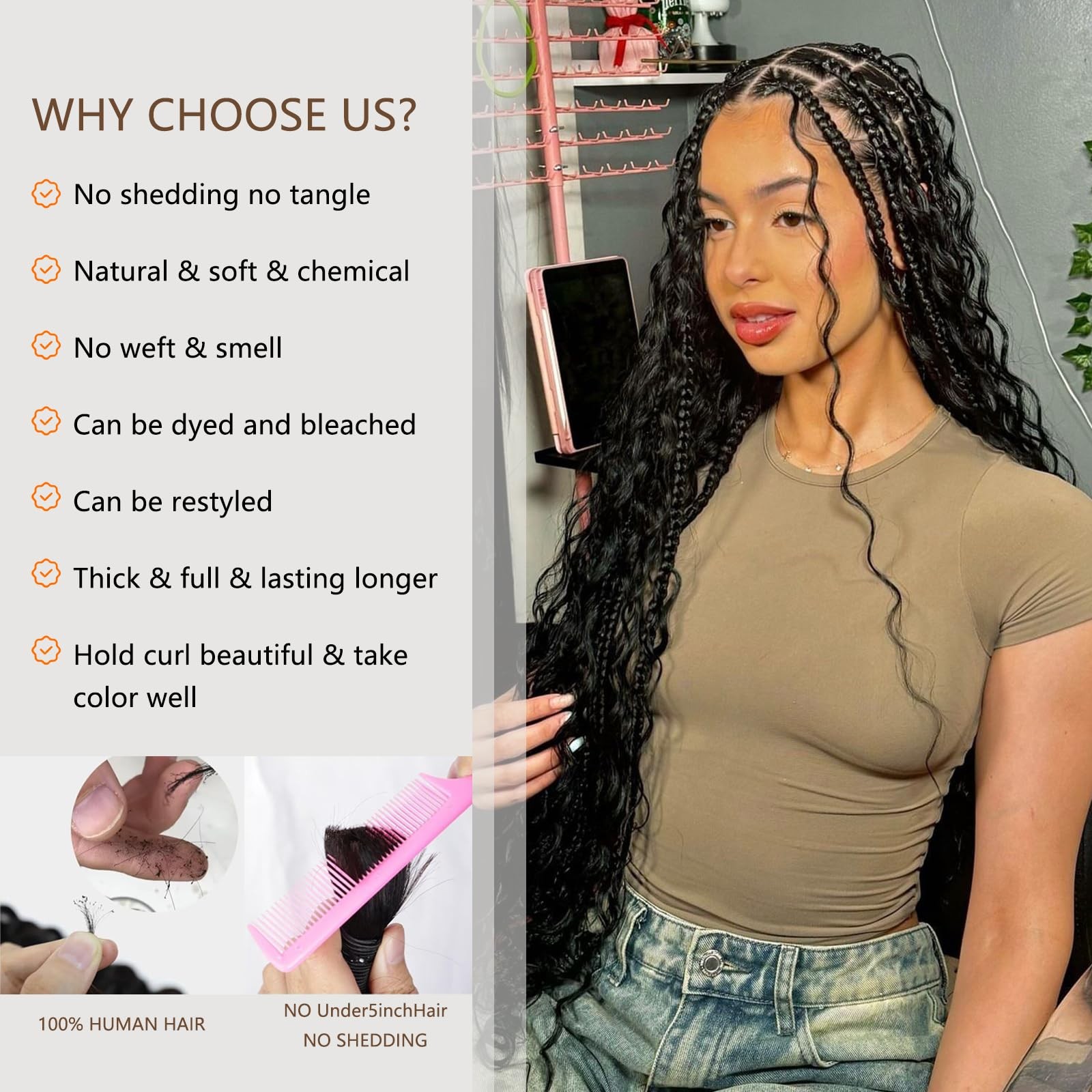 Sjianfr Human Braiding Hair For Boho Braids Deep Water Wave Hair Extensions