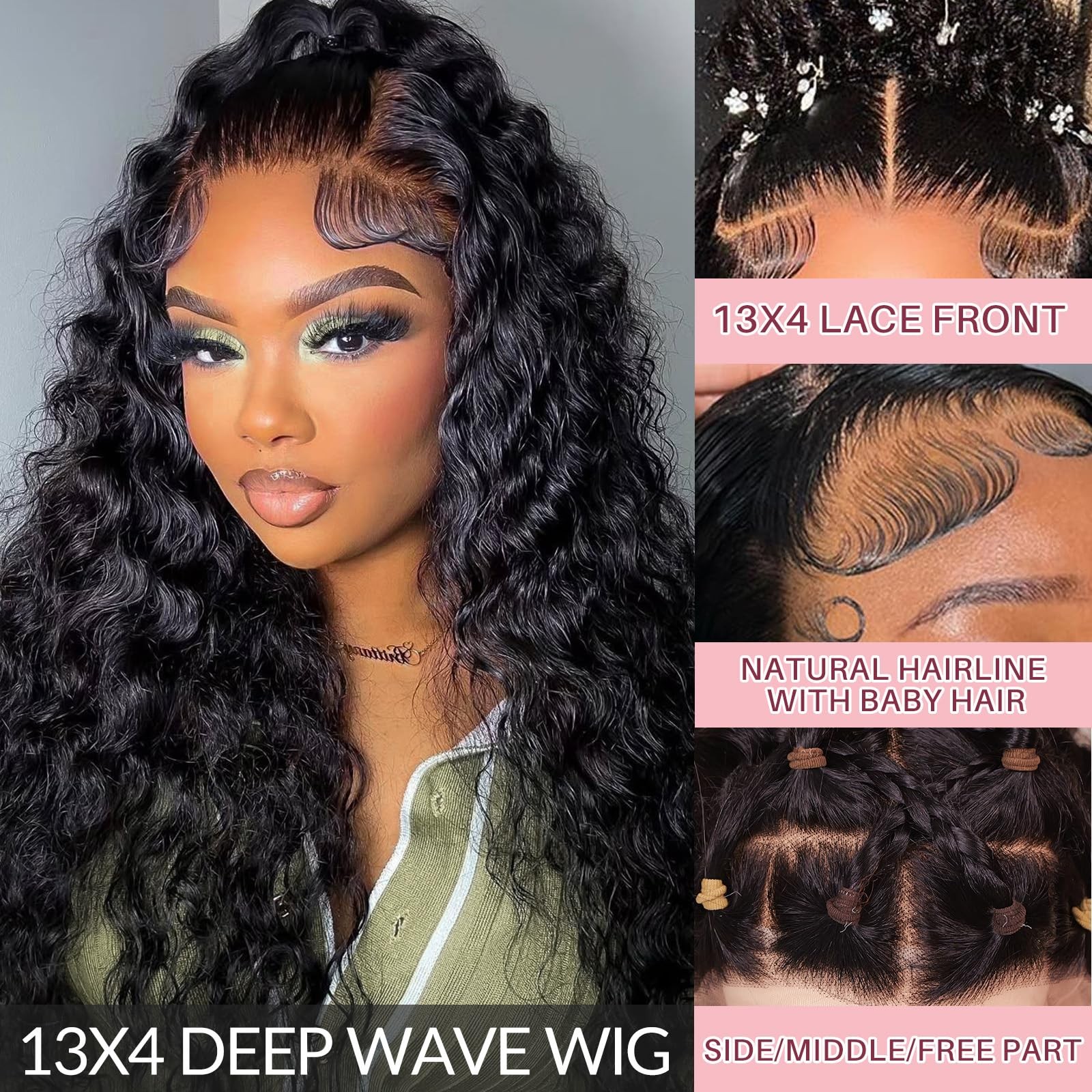 Sodlis Wear And Go Glueless Deep Wave Lace Frontal Wig 13X4 Hd Transparent Lace