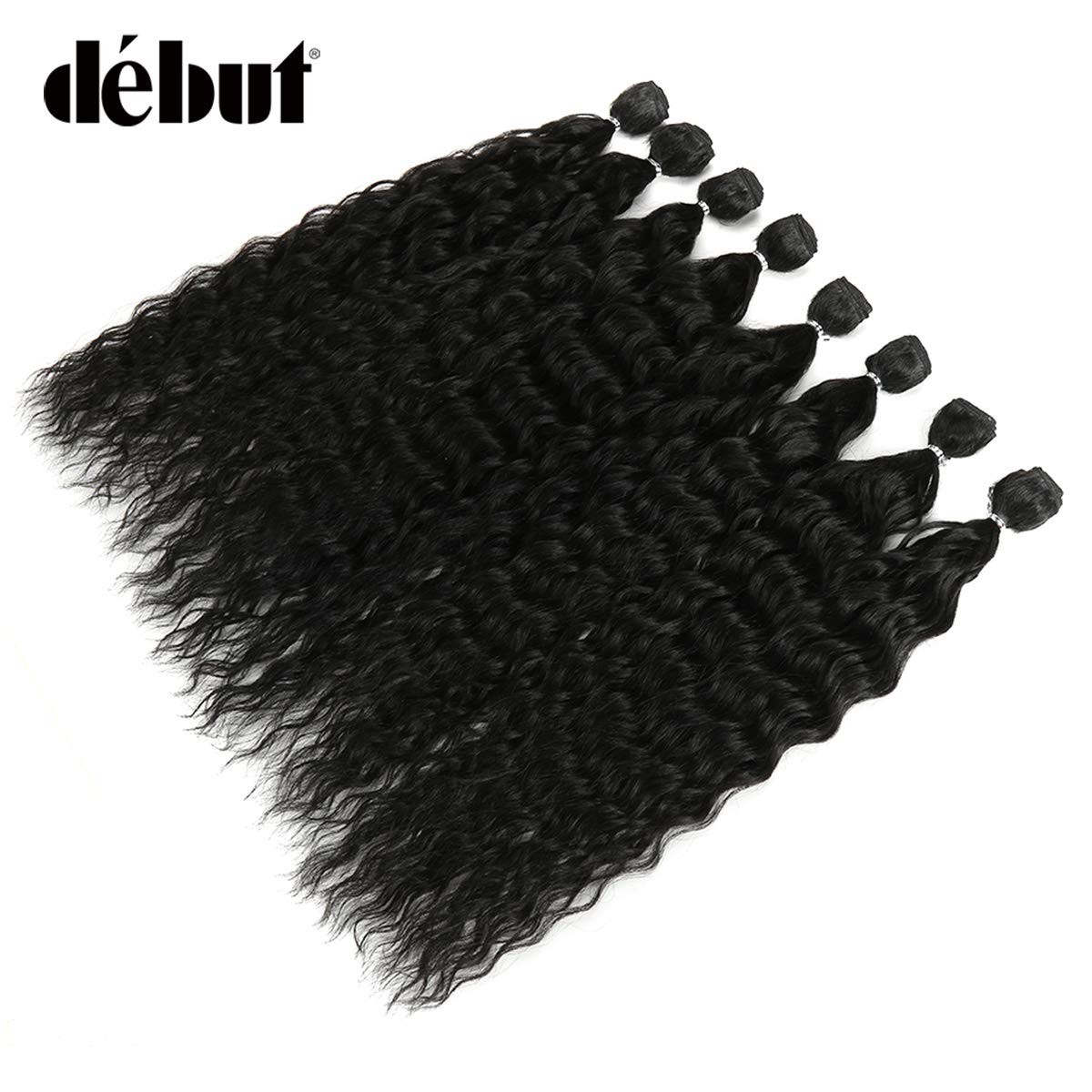 8 Bundles Water Wave Synthetic Hair with Simple Closure – 20 Inch Ombre Brown