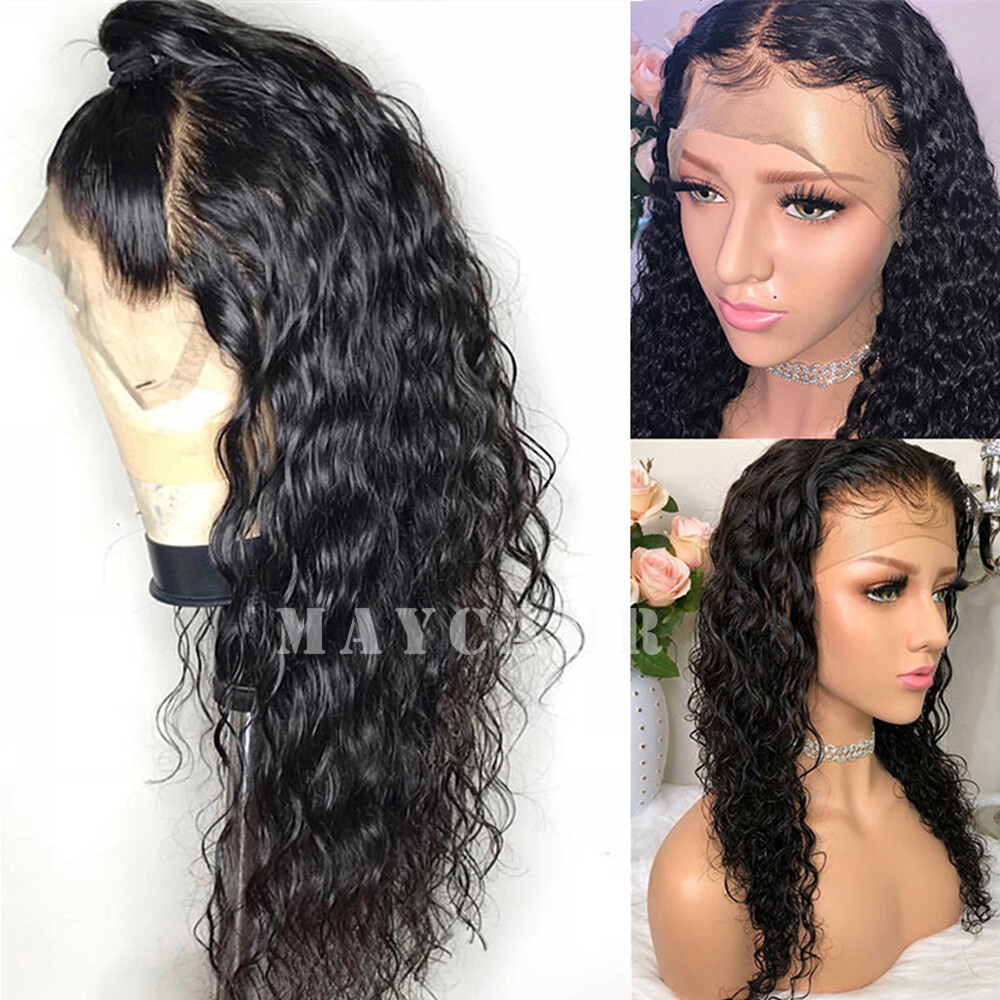 Brazilian High Density Lace Front Wig Synthetic Loose Curly Wave Long Black Hair