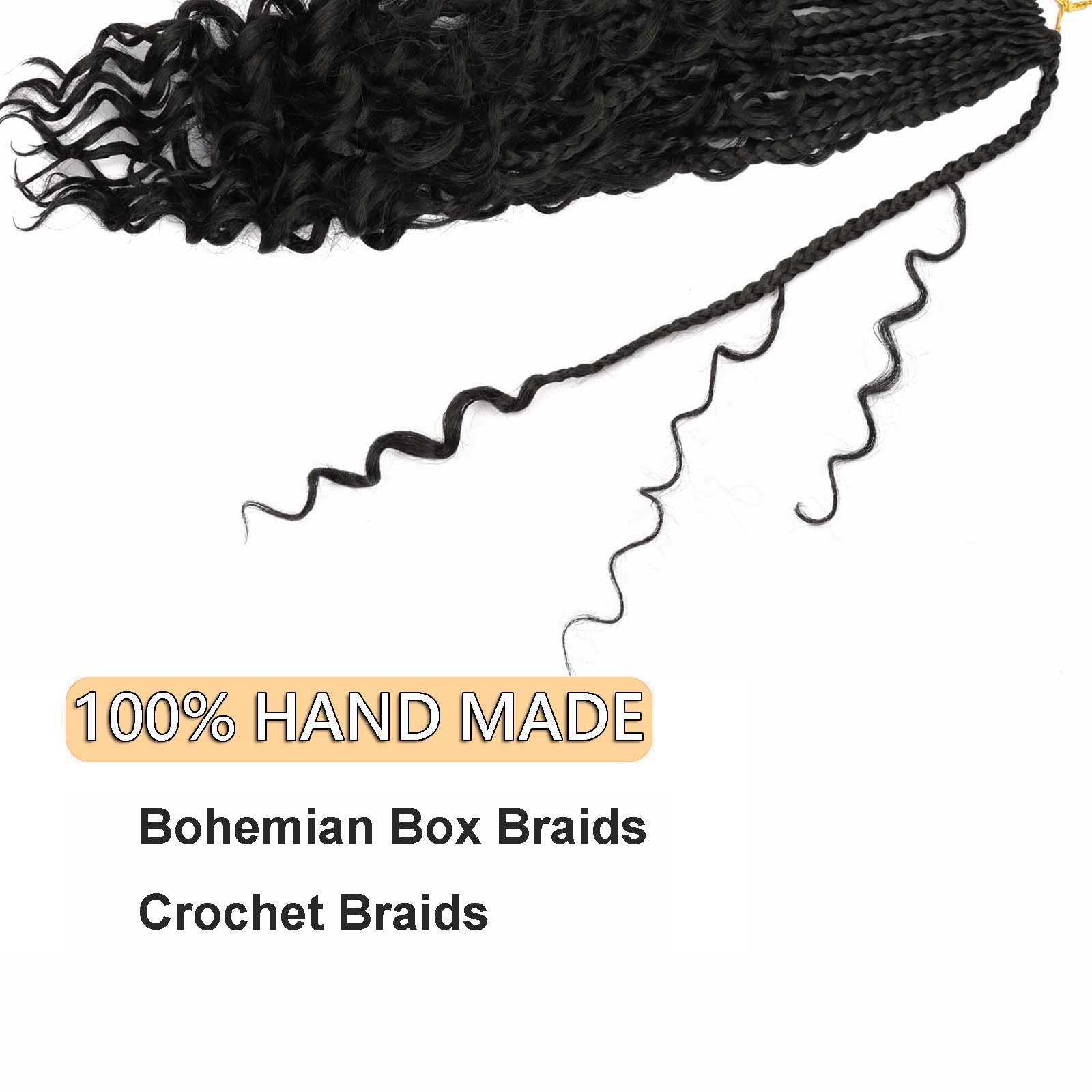 8 Packs Bohemian Goddess Box Braids Crochet Hair Curly 12 Inch Boho Crochet B…