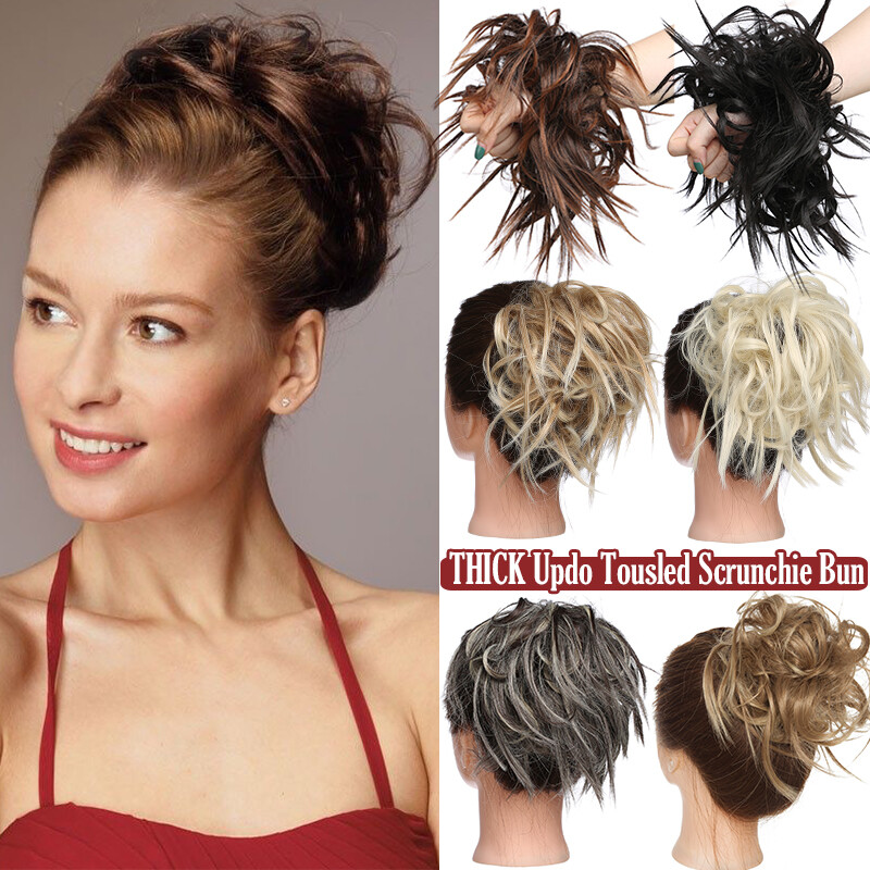 Natural Straight Messy Bun Hair Piece Scrunchie Hair Large Chignon Fake Ponytail